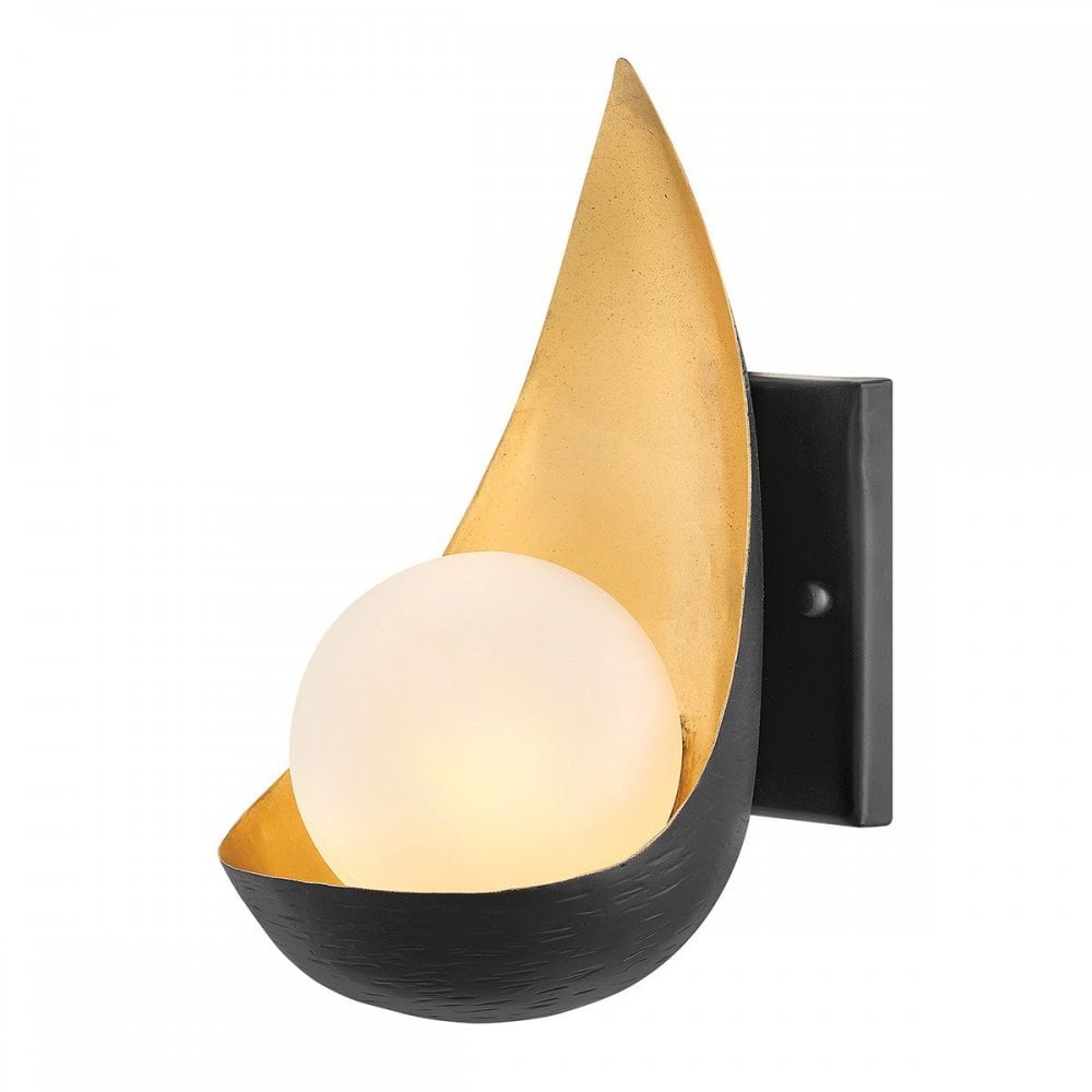 Ren 1 Light Wall Light Matte Black & Gold by Quintiesse