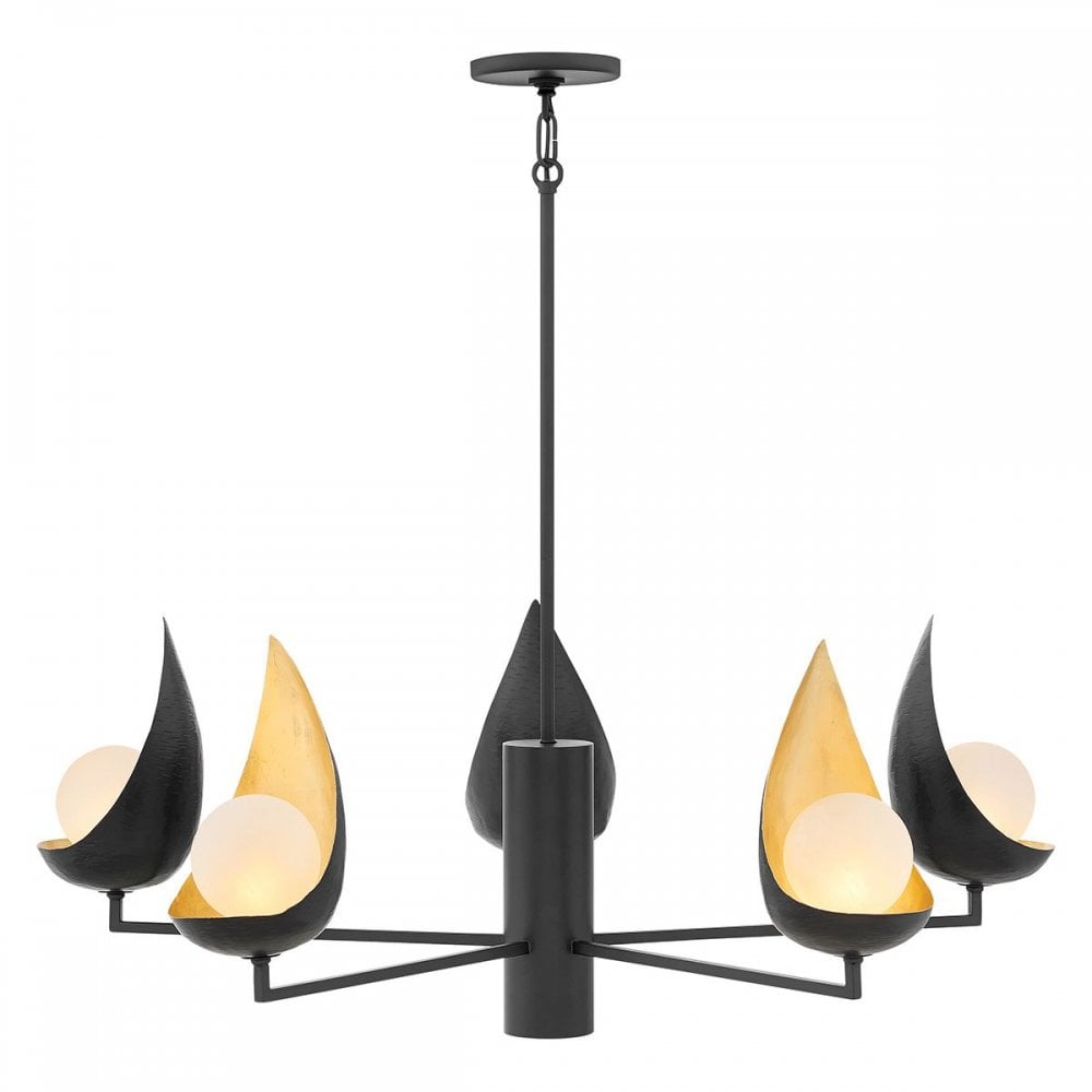 Ren Black & Gold 5 Light Chandelier by Quintiesse