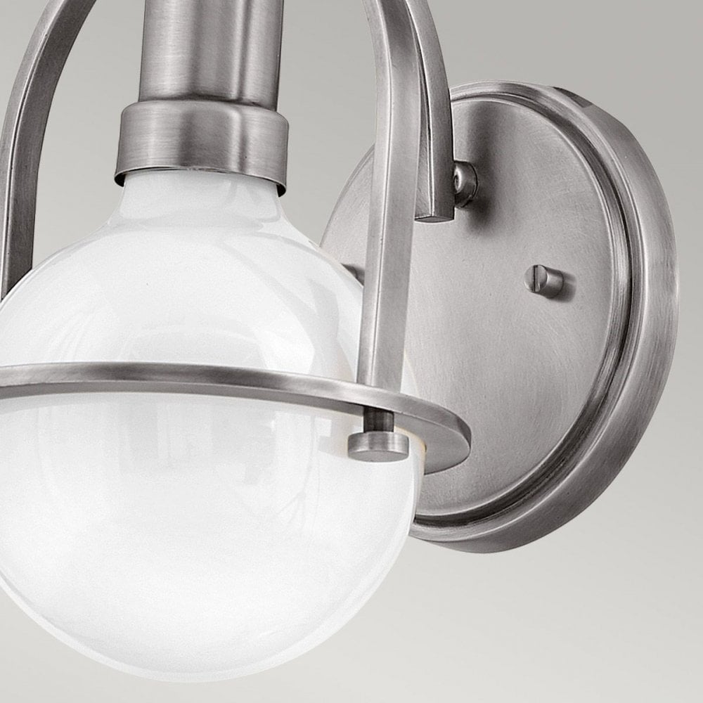Somerset Brushed Nickel & Opal Glass Wall Light by Quintiesse