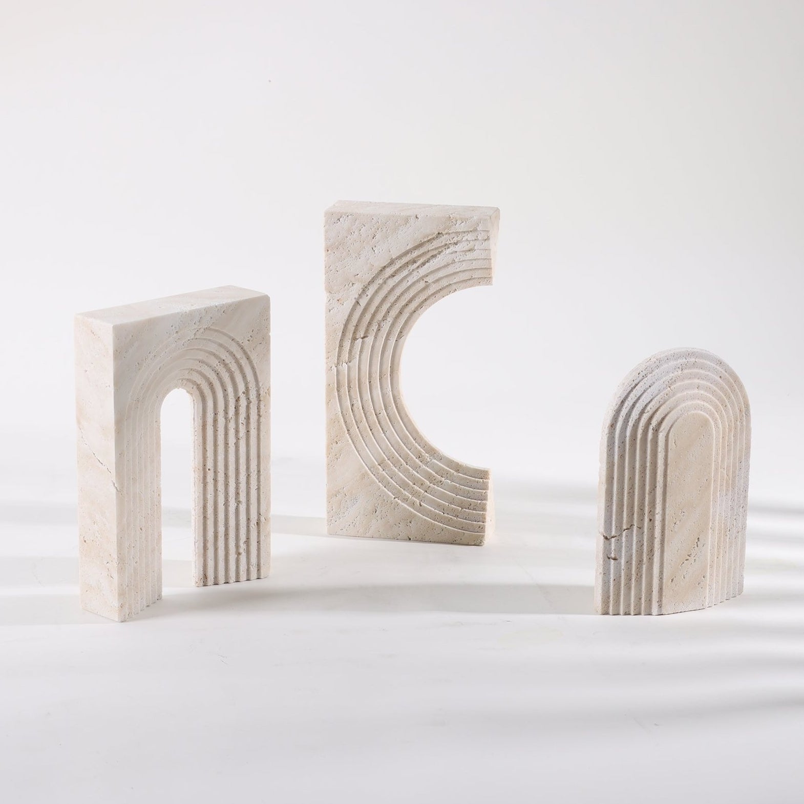 Arch Travertine Curved I Sculpture by Liang & Eimil