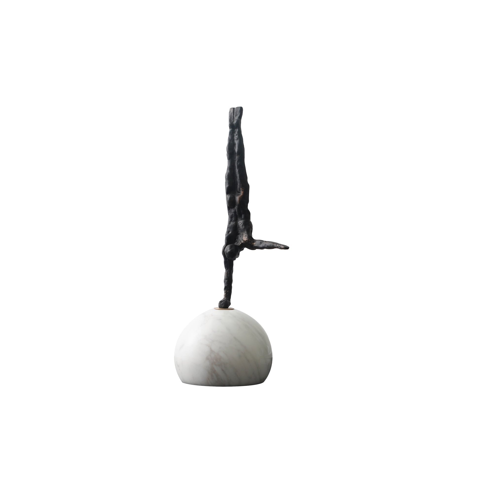 Handstand Dark Bronze Iron & White Marble Sculpture by Liang & Eimil