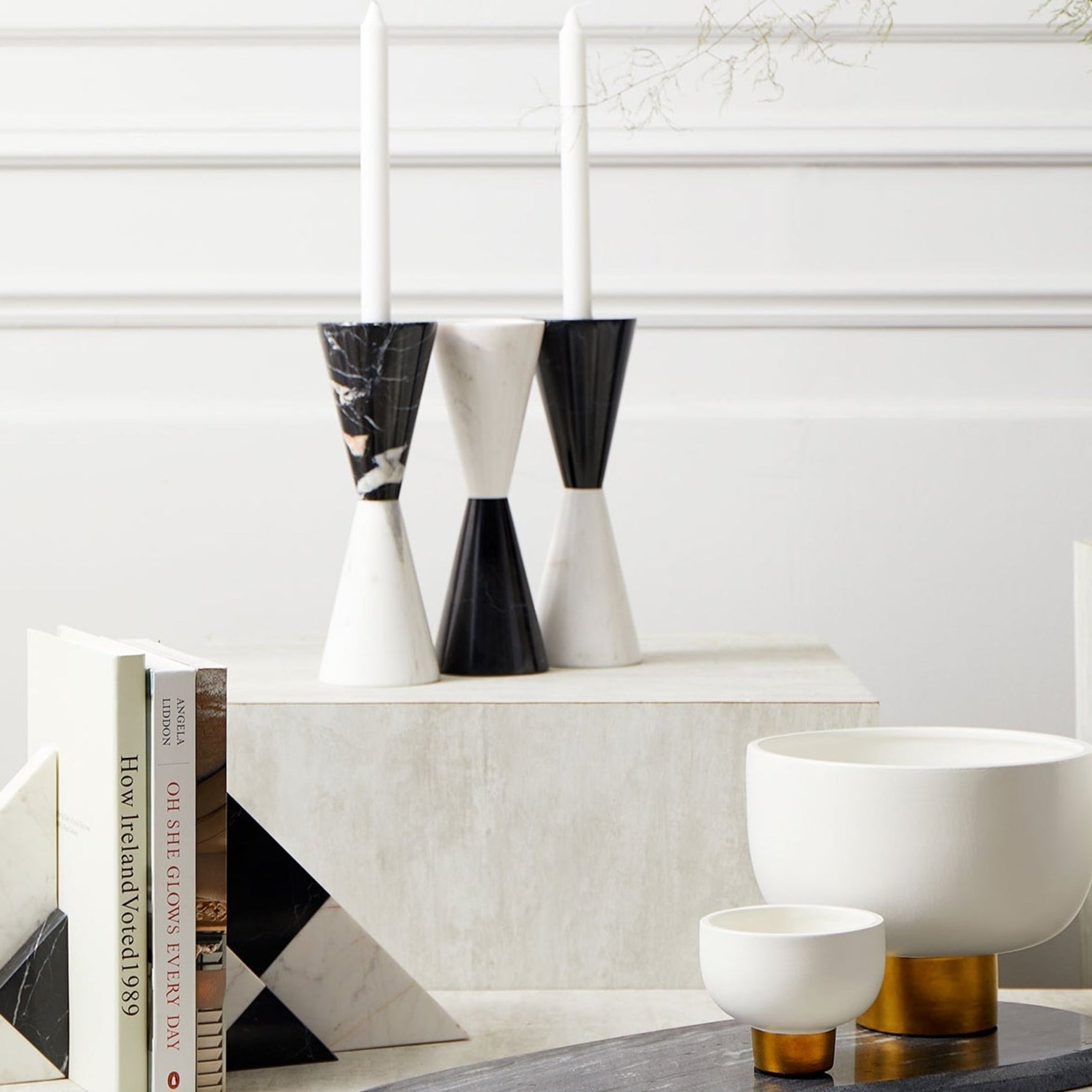 Bond Black & White Candle Holder by Liang & Eimil