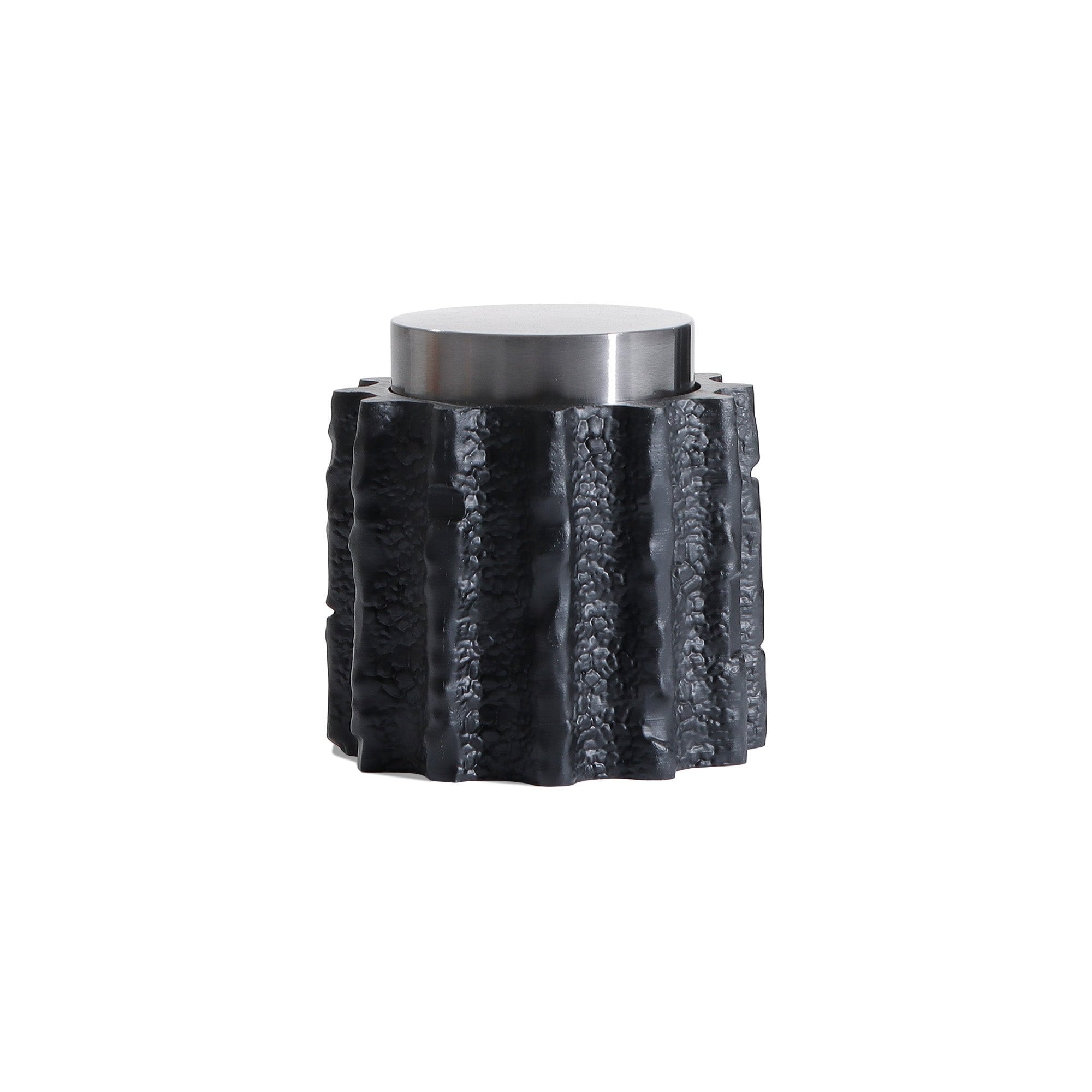 Meteorite Small Black Resin and Stainless Steel Jar by Liang & Eimil