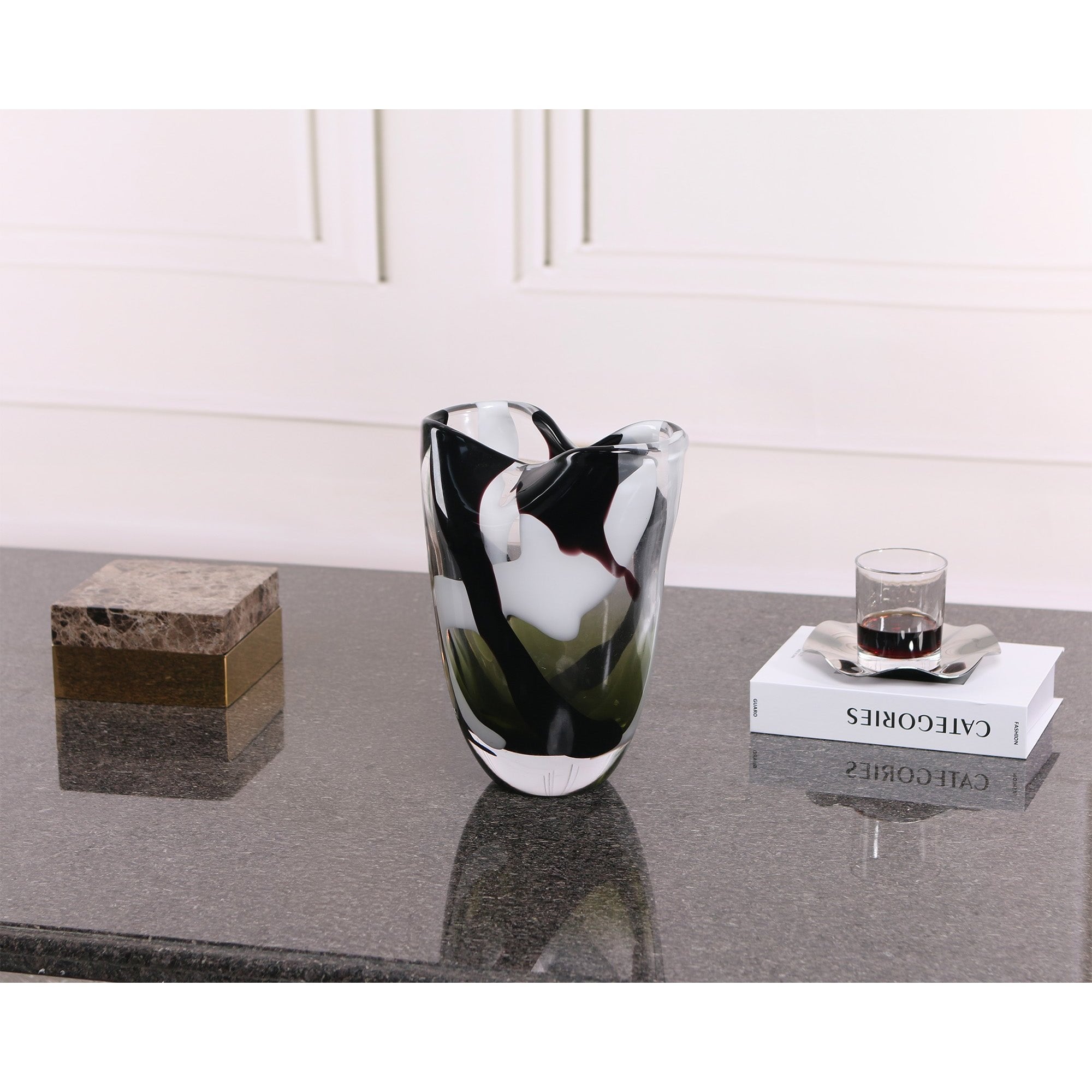 Natasha Glass Vase - Black & Grey by Liang & Eimil