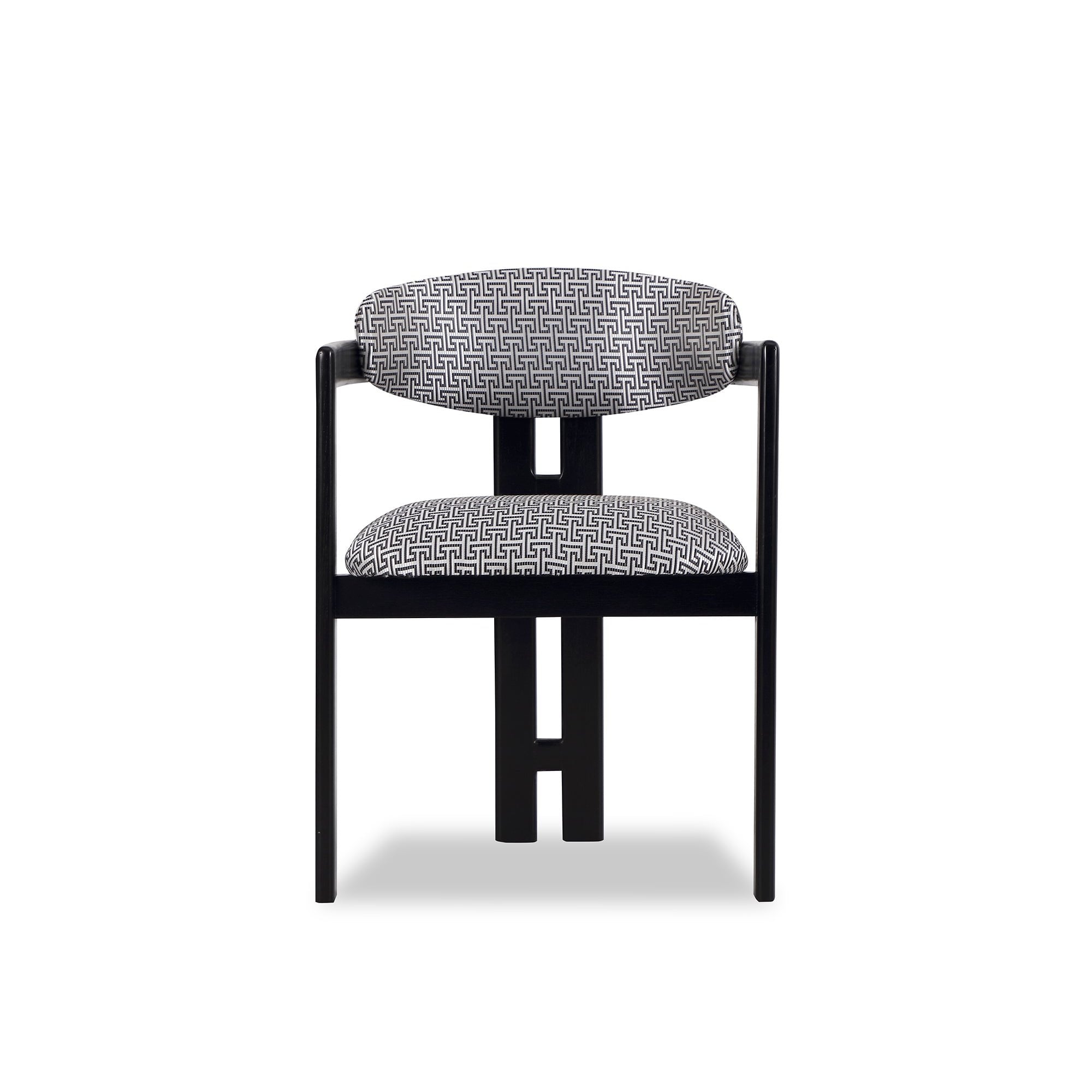 Neo Matt Black Solid Oak & Geometric Pattern Fabric Chair by Liang & Eimil