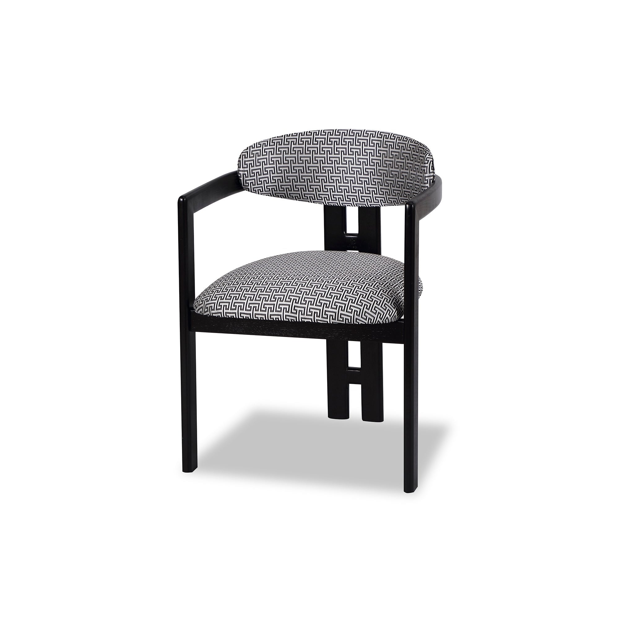 Neo Matt Black Solid Oak & Geometric Pattern Fabric Chair by Liang & Eimil