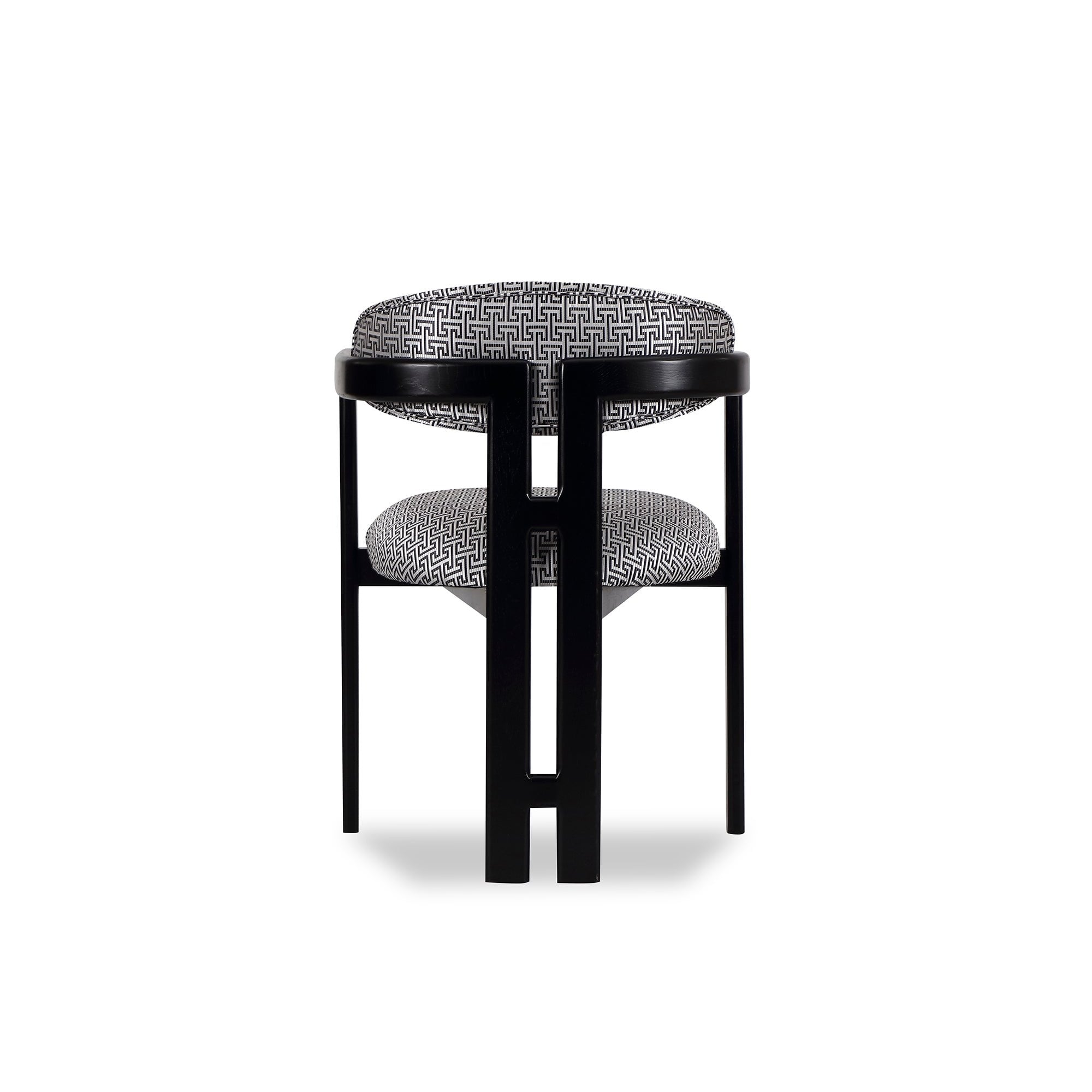 Neo Matt Black Solid Oak & Geometric Pattern Fabric Chair by Liang & Eimil