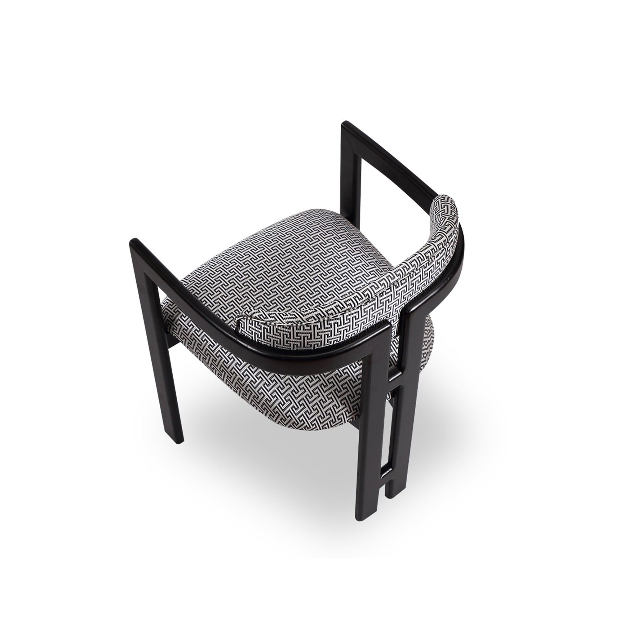 Neo Matt Black Solid Oak & Geometric Pattern Fabric Chair by Liang & Eimil