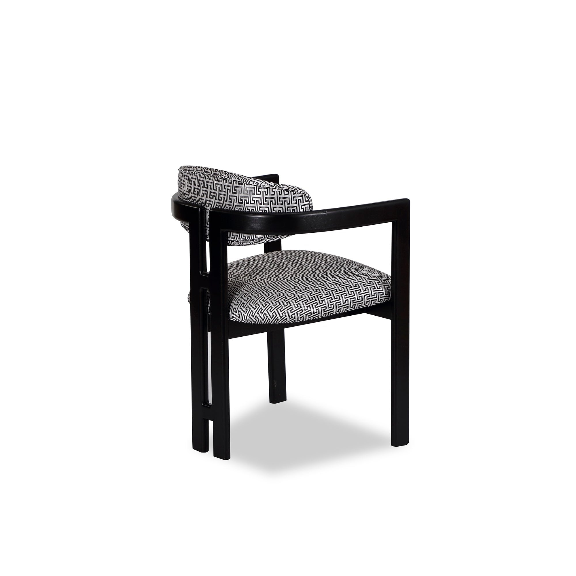 Neo Matt Black Solid Oak & Geometric Pattern Fabric Chair by Liang & Eimil