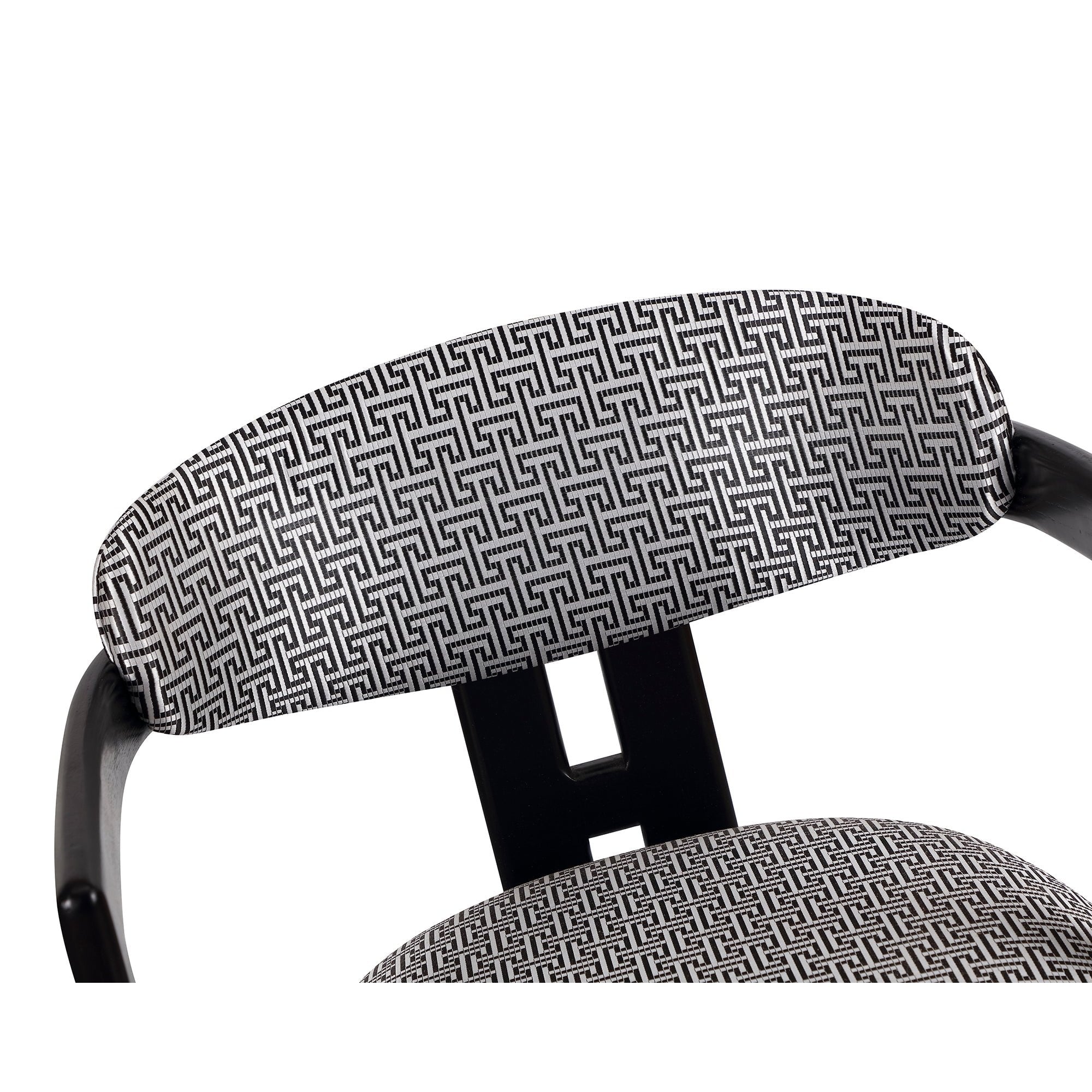 Neo Matt Black Solid Oak & Geometric Pattern Fabric Chair by Liang & Eimil