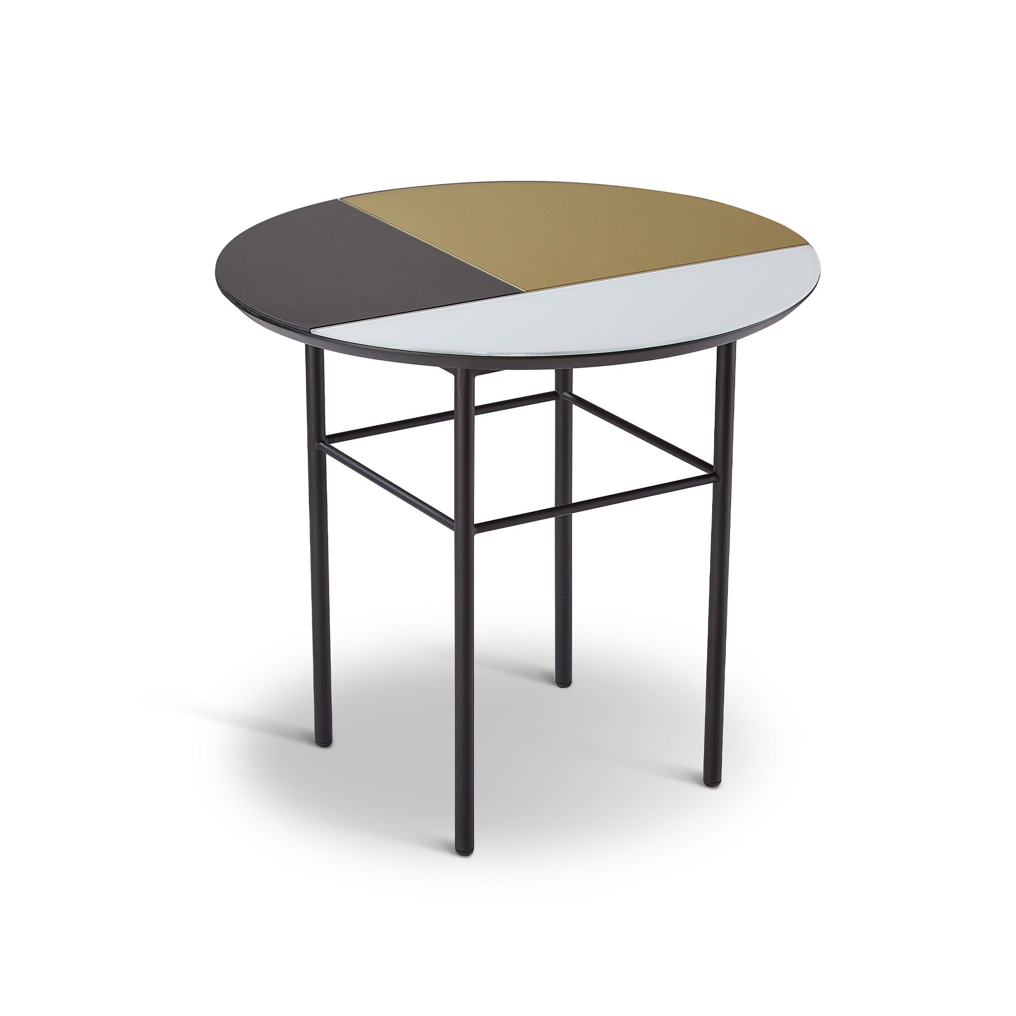 Orphenus Matt Black Steel & Painted Glass Side Table by Liang & Eimil