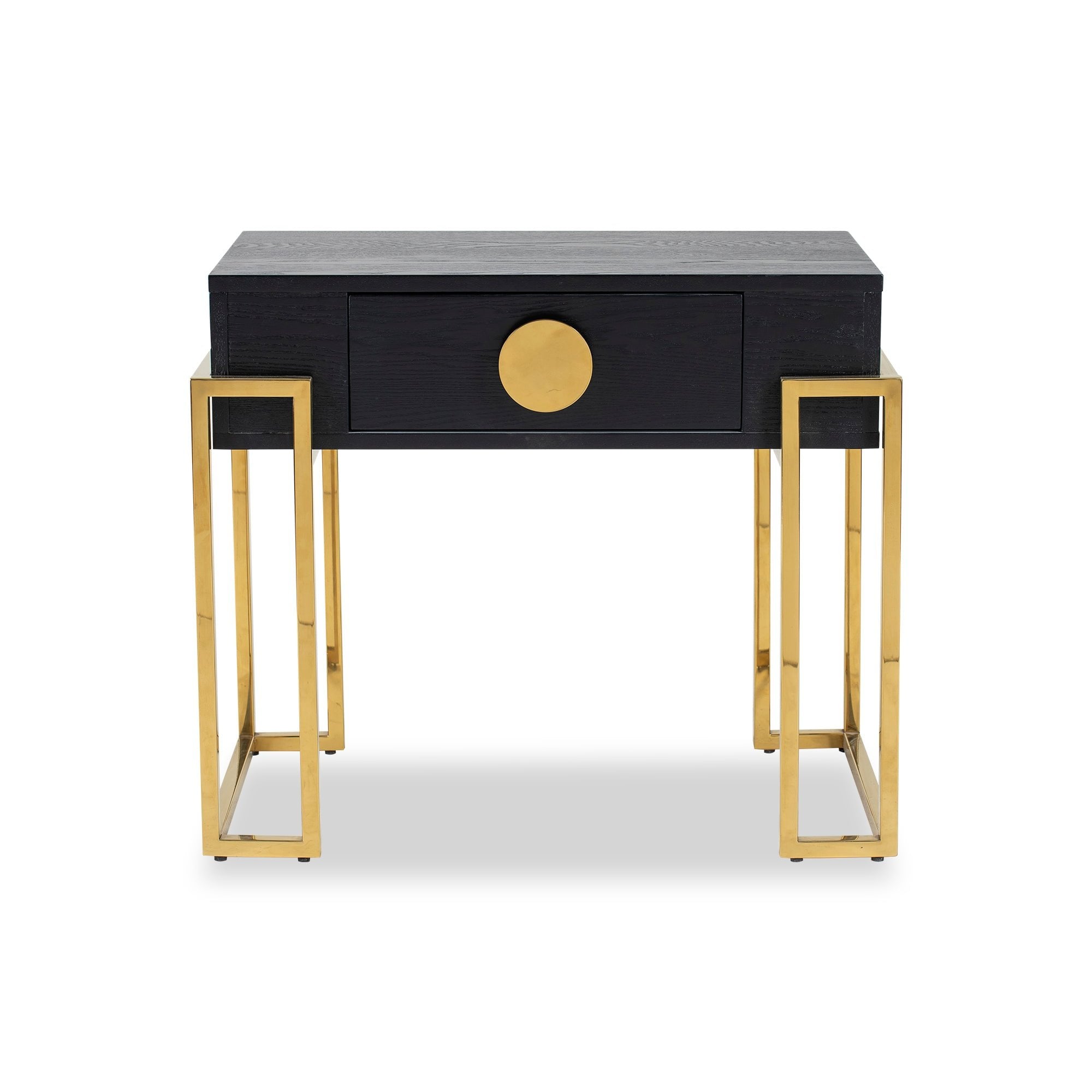Paradigm Bedside Table Black Ash Wood & Polished Brass Handles & Legs by Liang & Eimil