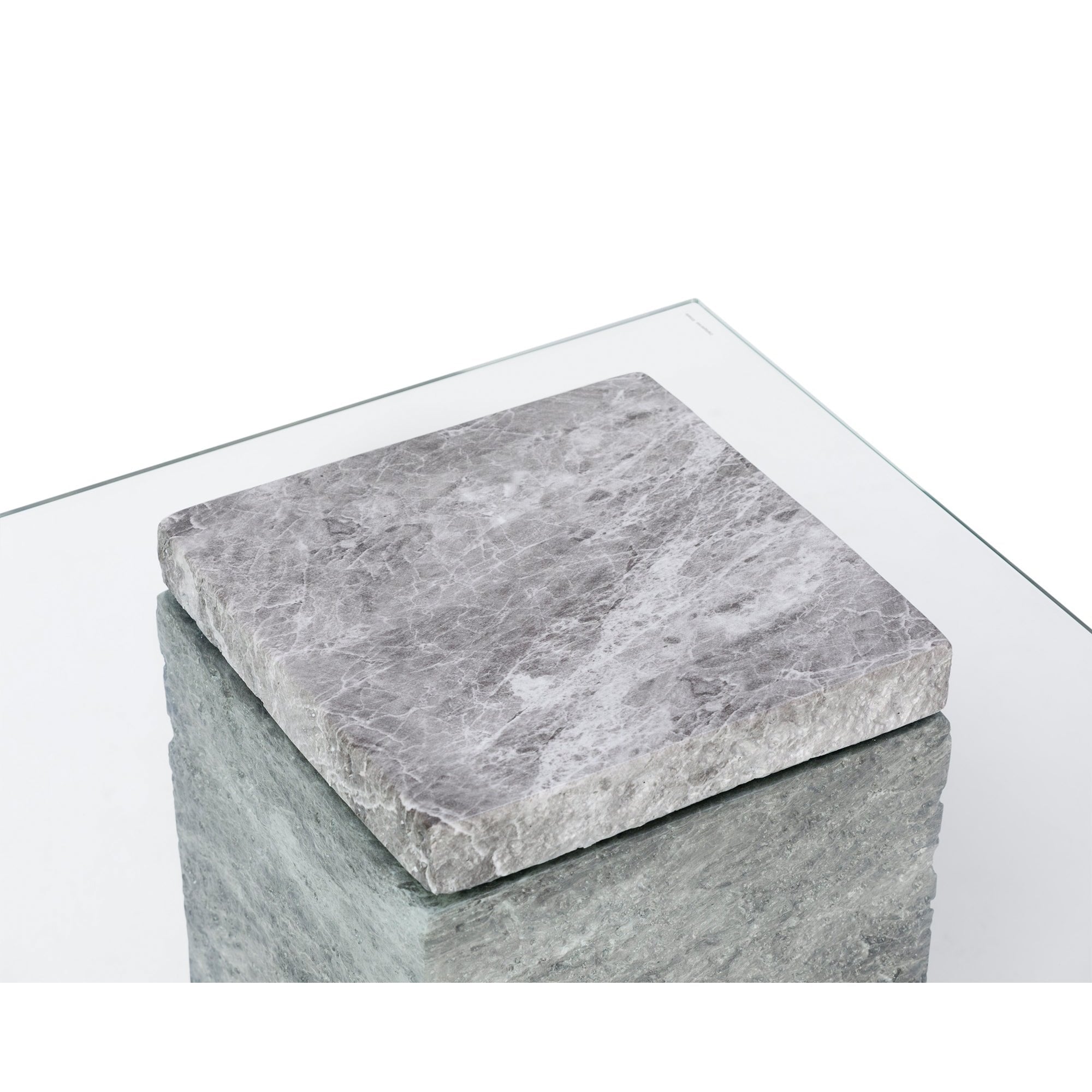 Rock Side Table Grey Faux Marble & Glass Top by Liang & Eimil