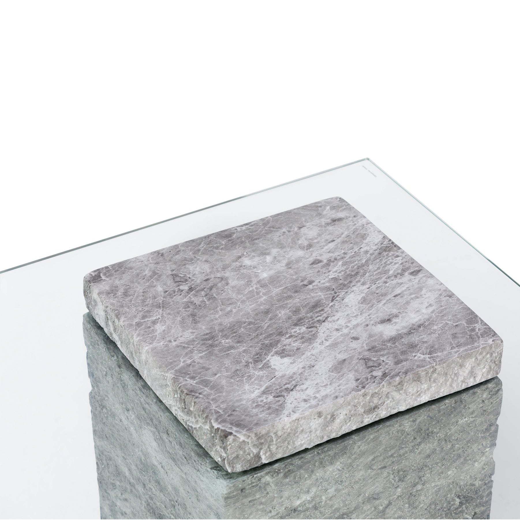 Rock Side Table Grey Faux Marble & Glass Top by Liang & Eimil