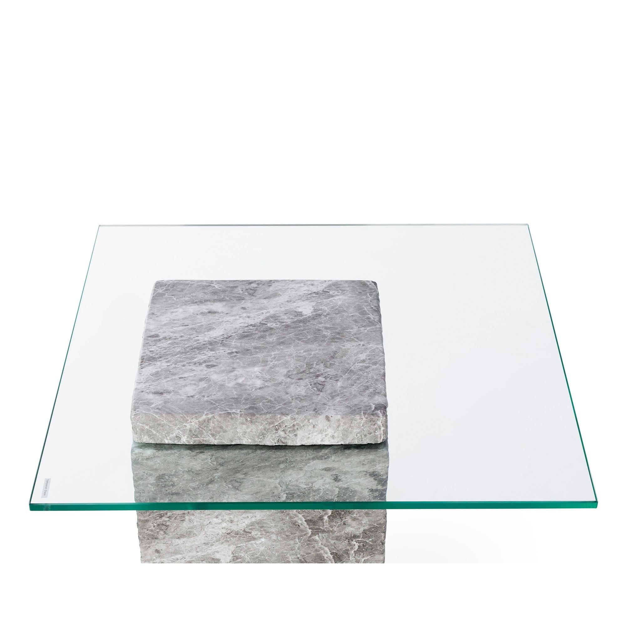 Rock Side Table Grey Faux Marble & Glass Top by Liang & Eimil