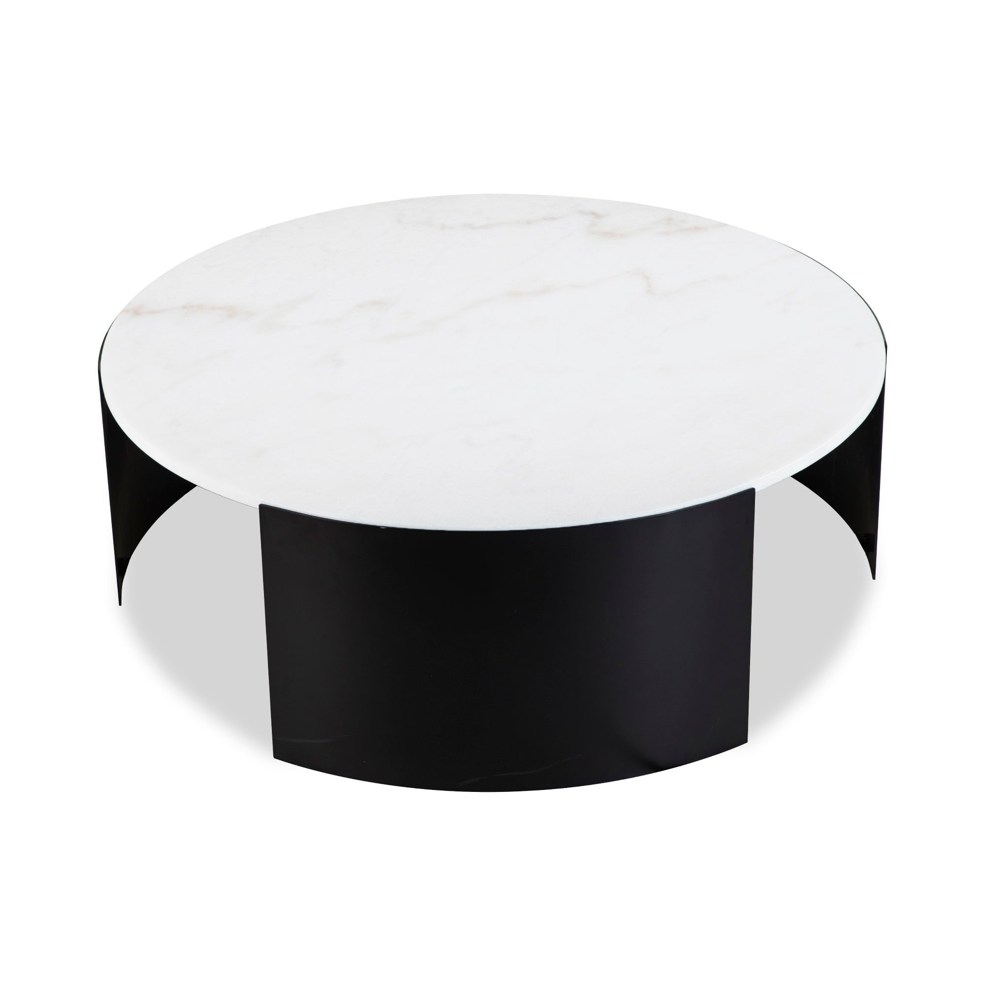 Samba Round Coffee Table Industrial Brown & White Marble Top by Liang & Eimil