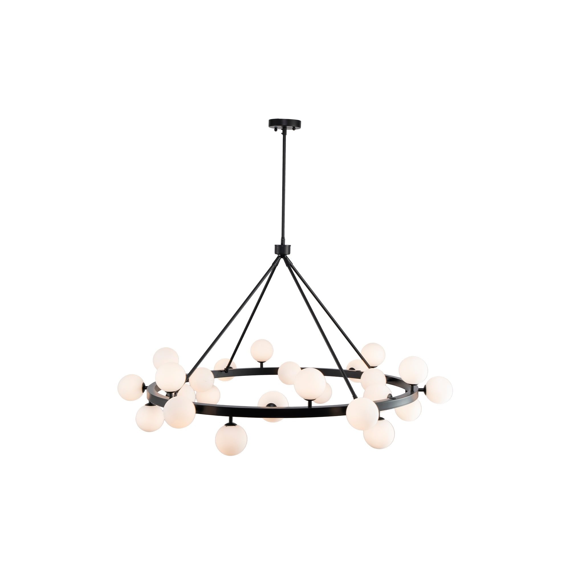 Bucolic Black Pendant Ceiling Light with White Glass Shades by Liang & Eimil