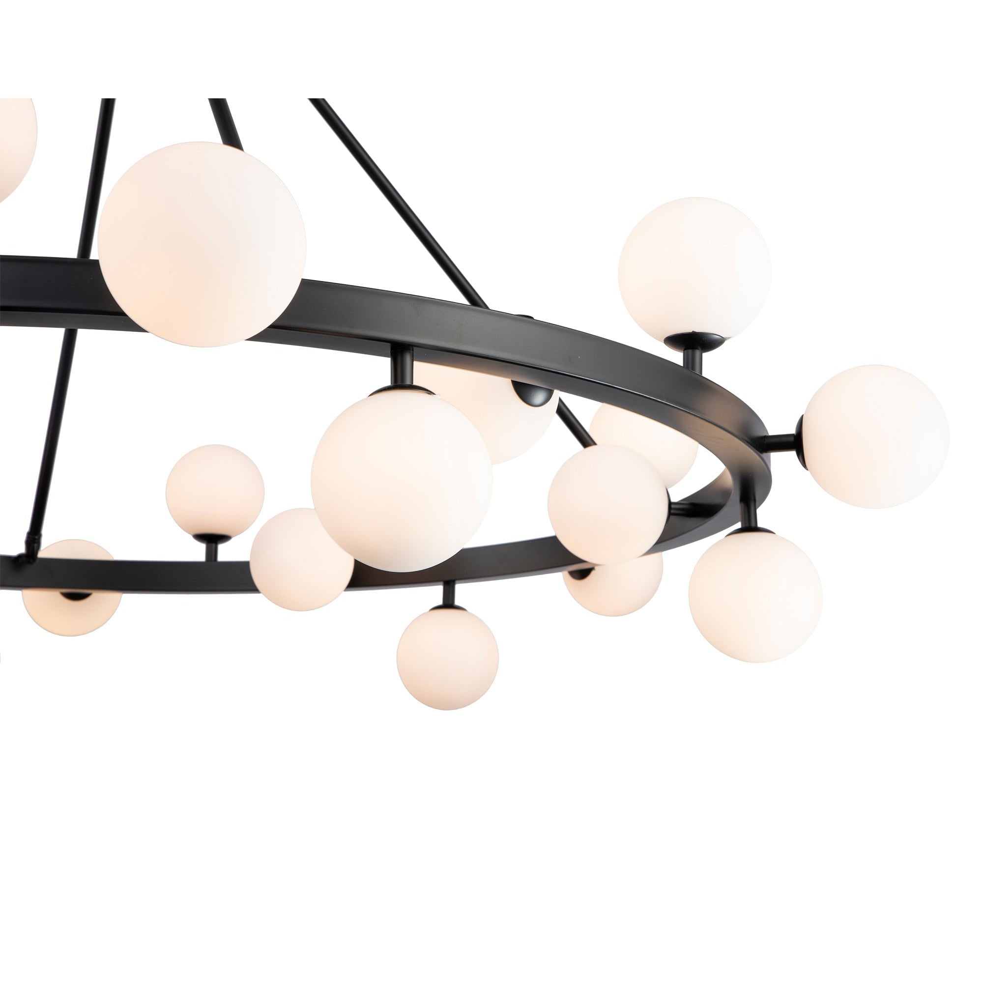 Bucolic Black Pendant Ceiling Light with White Glass Shades by Liang & Eimil