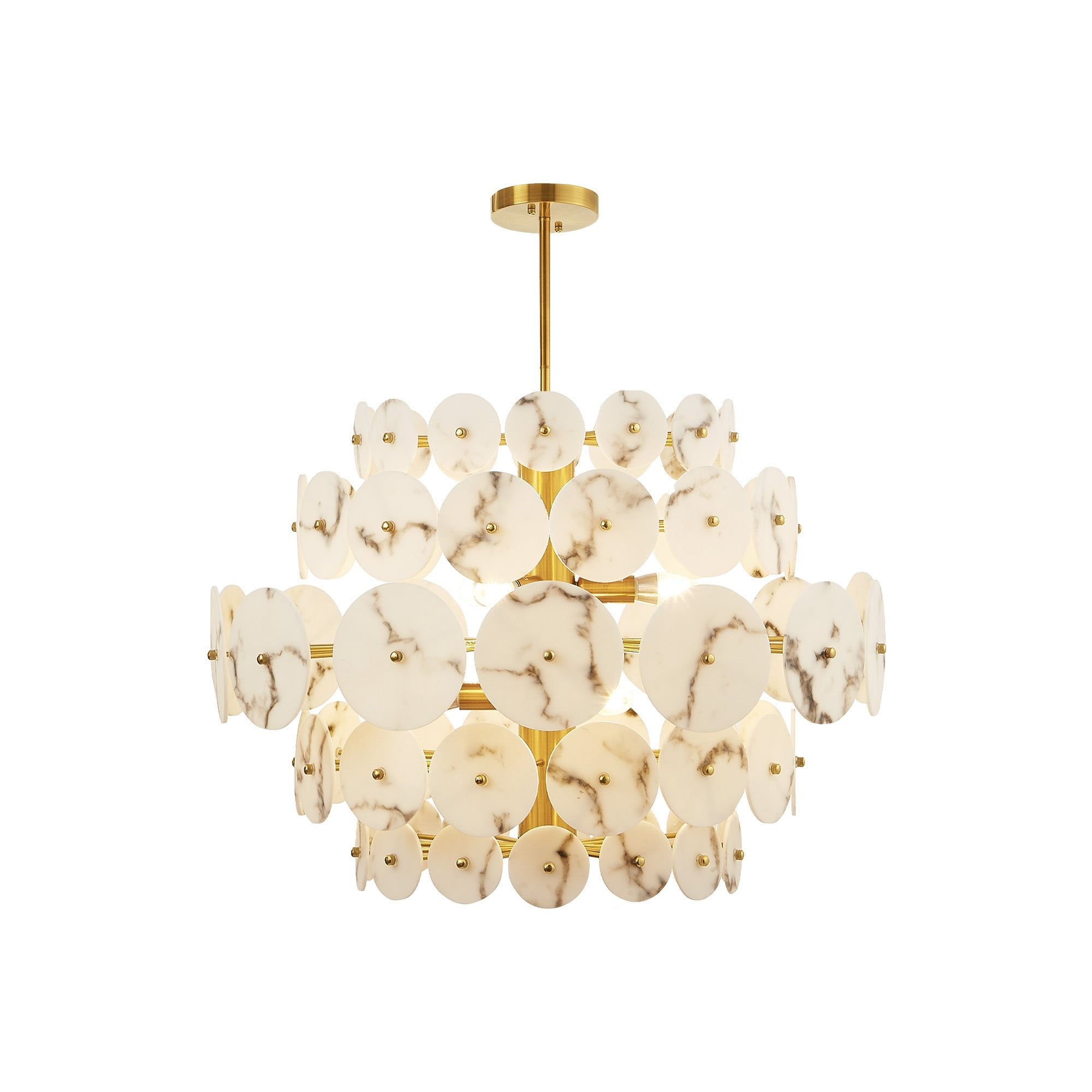 Momo Chandelier Antique Brass Frame & Faux Alabaster Petals Shades by Liang & Eimil
