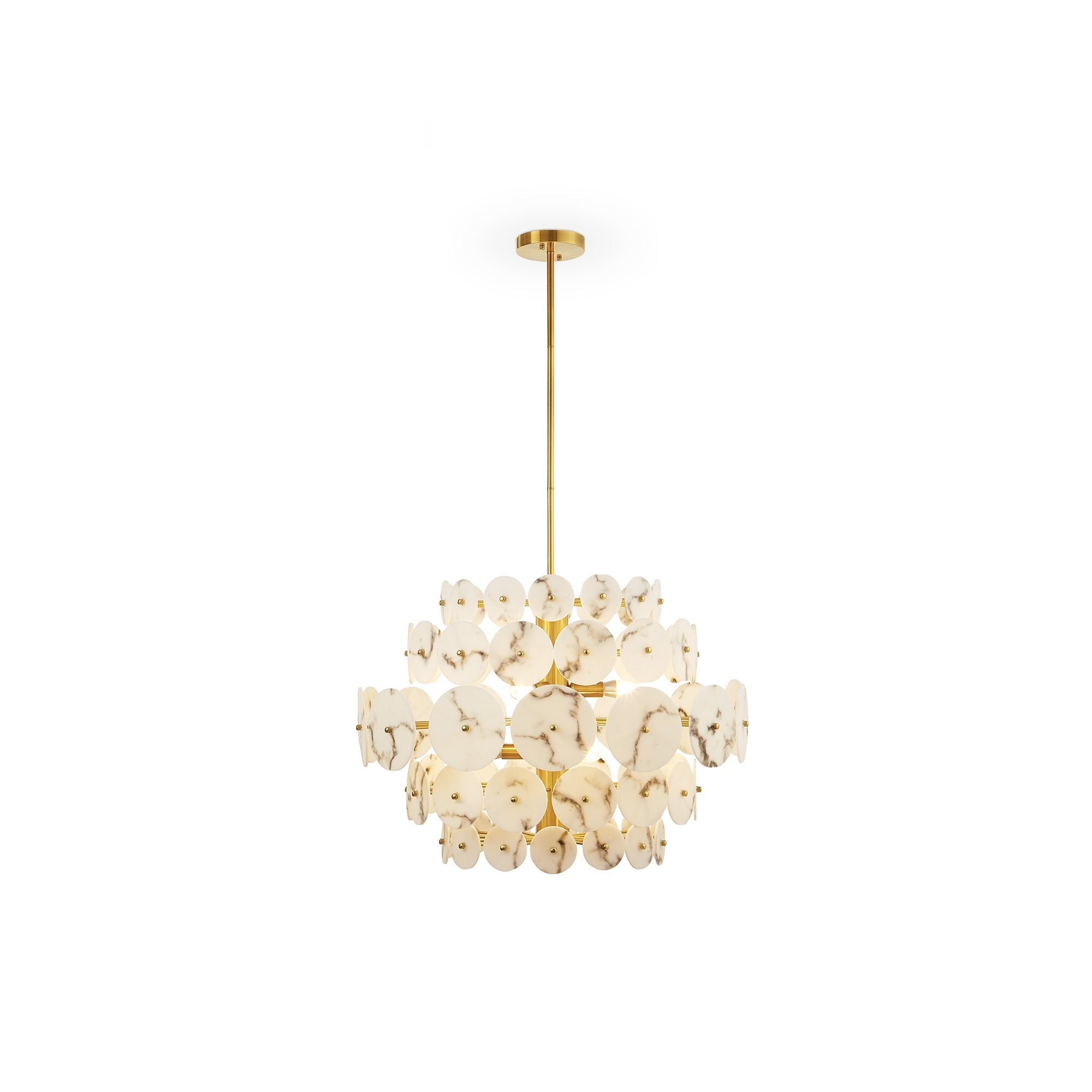 Momo Chandelier Antique Brass Frame & Faux Alabaster Petals Shades by Liang & Eimil