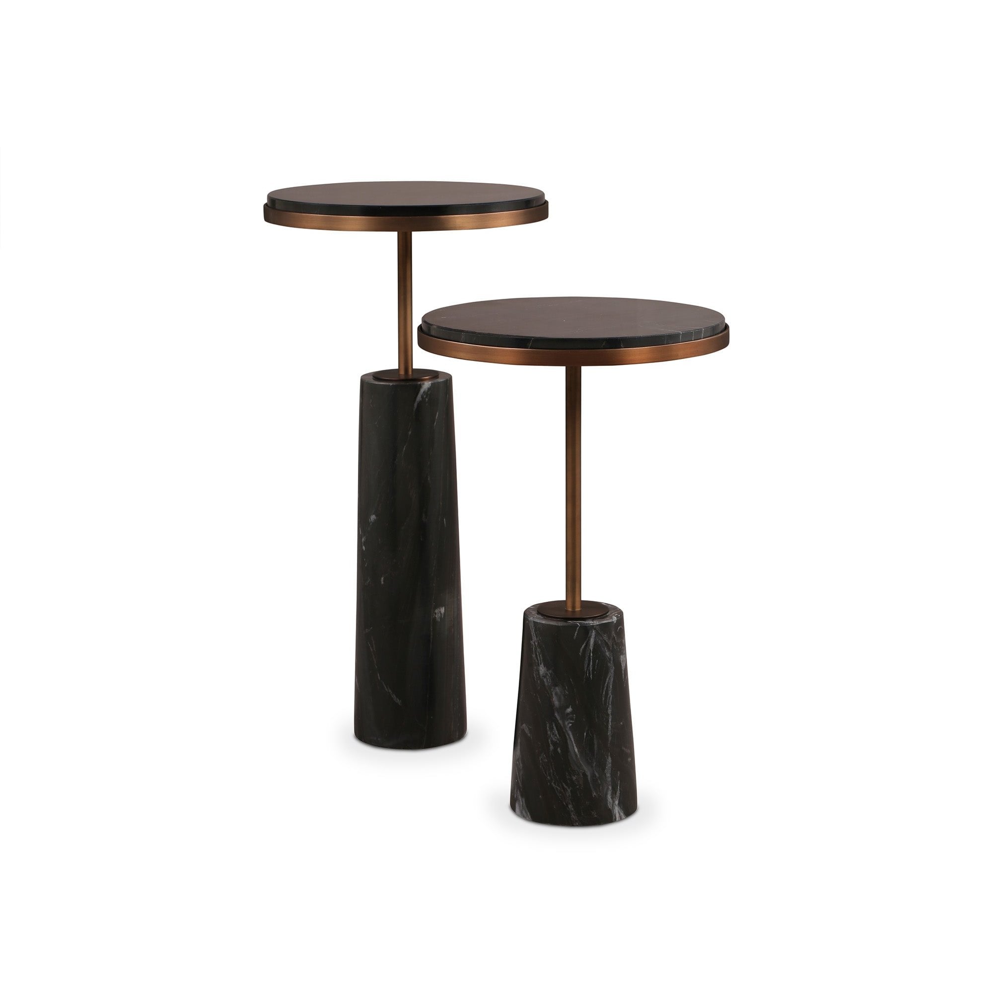 Notto Black Marble & Antique Bronze Side Table - set of 2 by Liang & Eimil