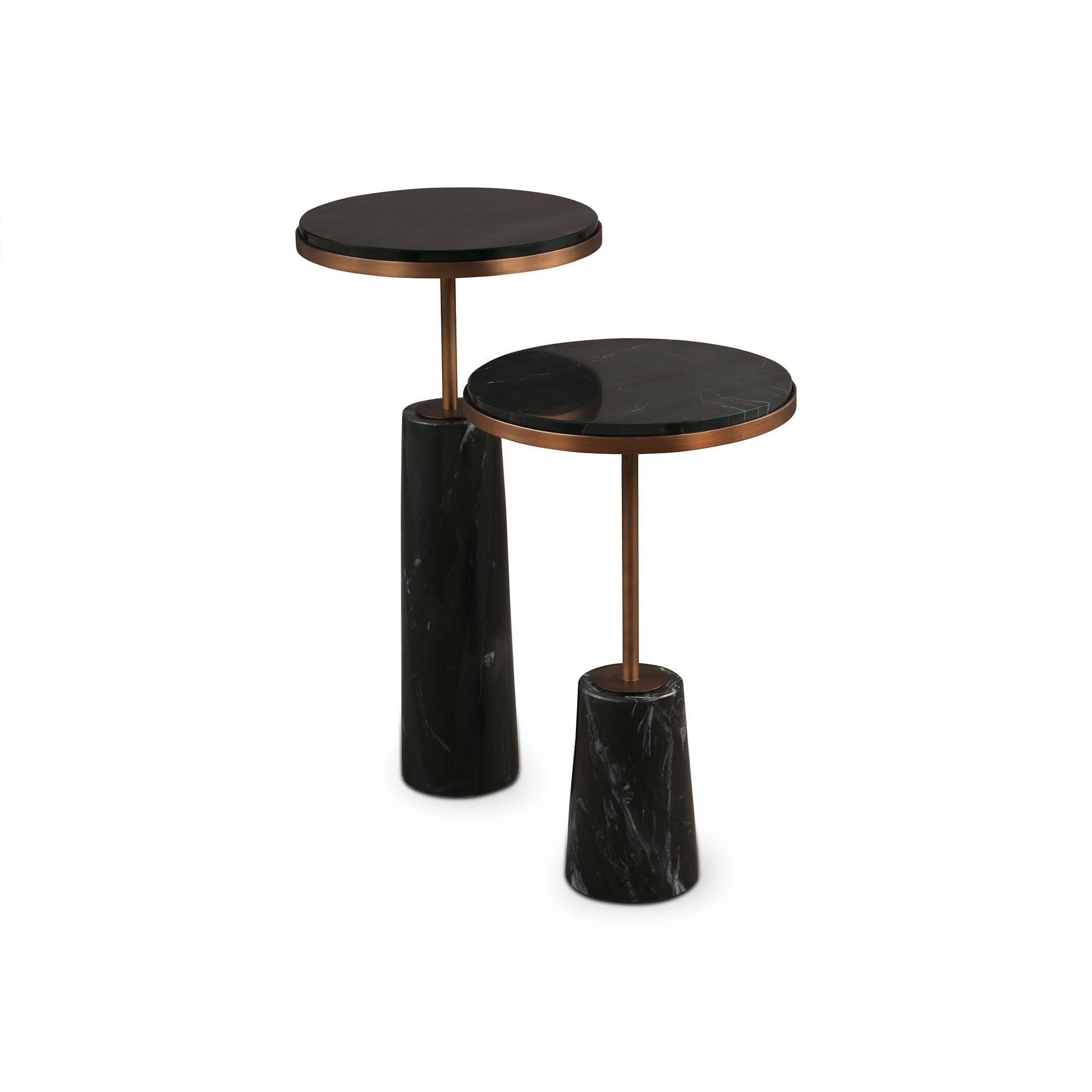 Notto Black Marble & Antique Bronze Side Table - set of 2 by Liang & Eimil