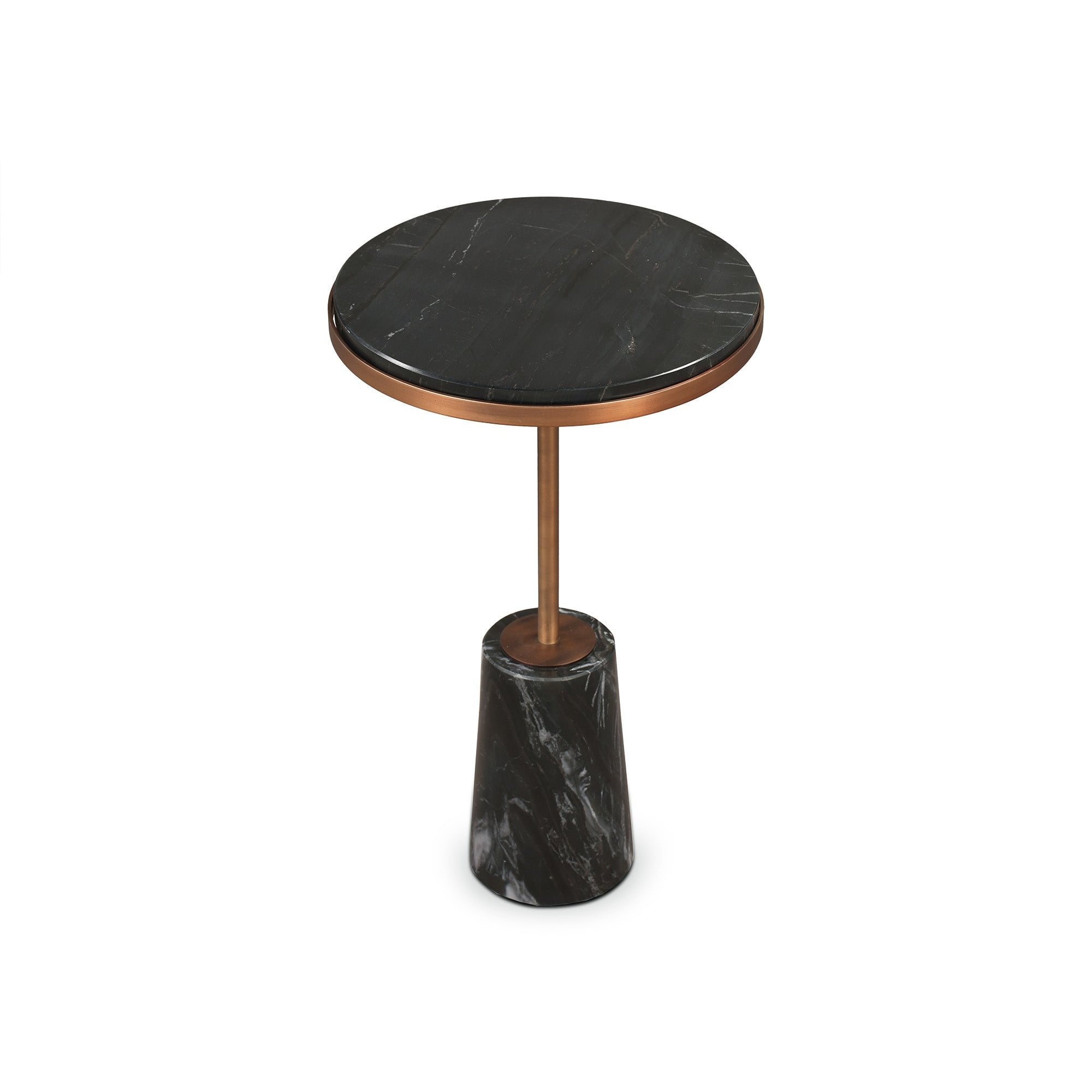 Notto Black Marble & Antique Bronze Side Table - set of 2 by Liang & Eimil
