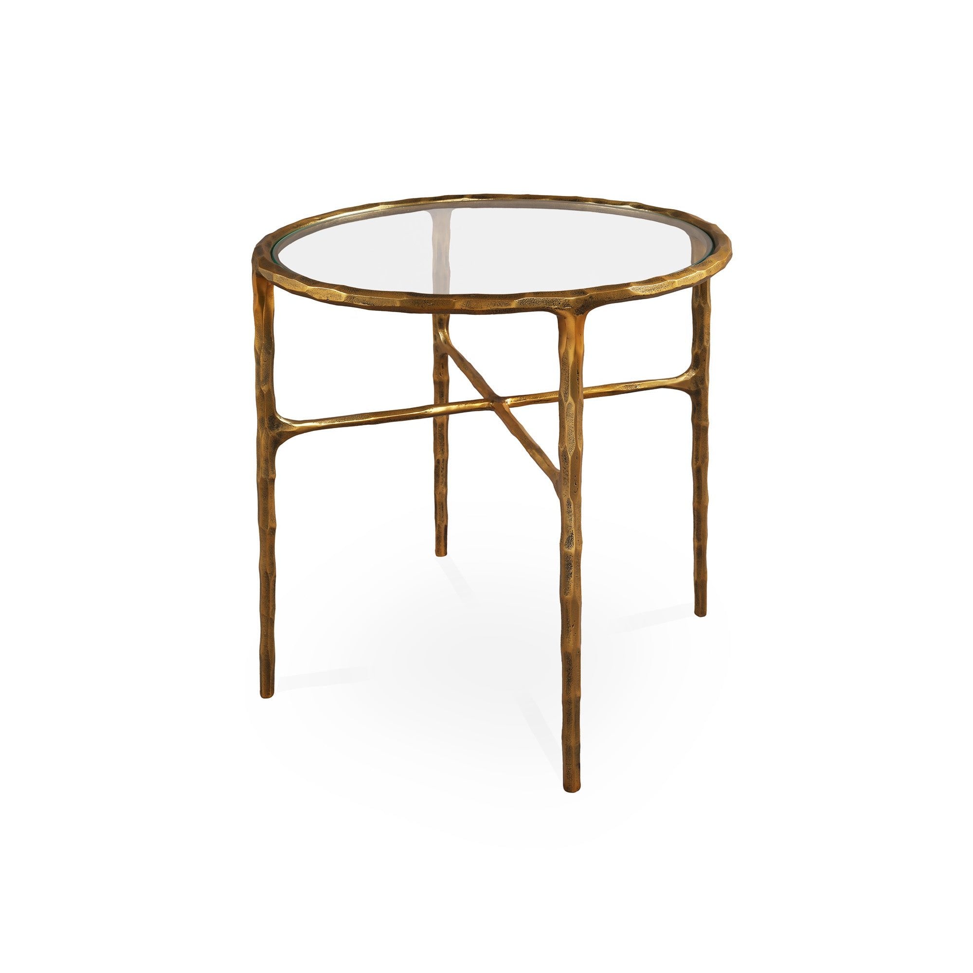 Cobra Textured Antique Brass & Glass Side Table by Liang & Eimil