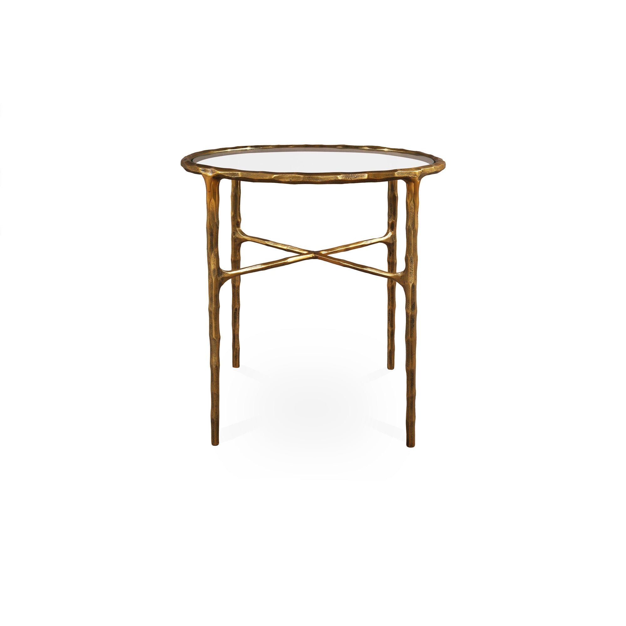 Cobra Textured Antique Brass & Glass Side Table by Liang & Eimil