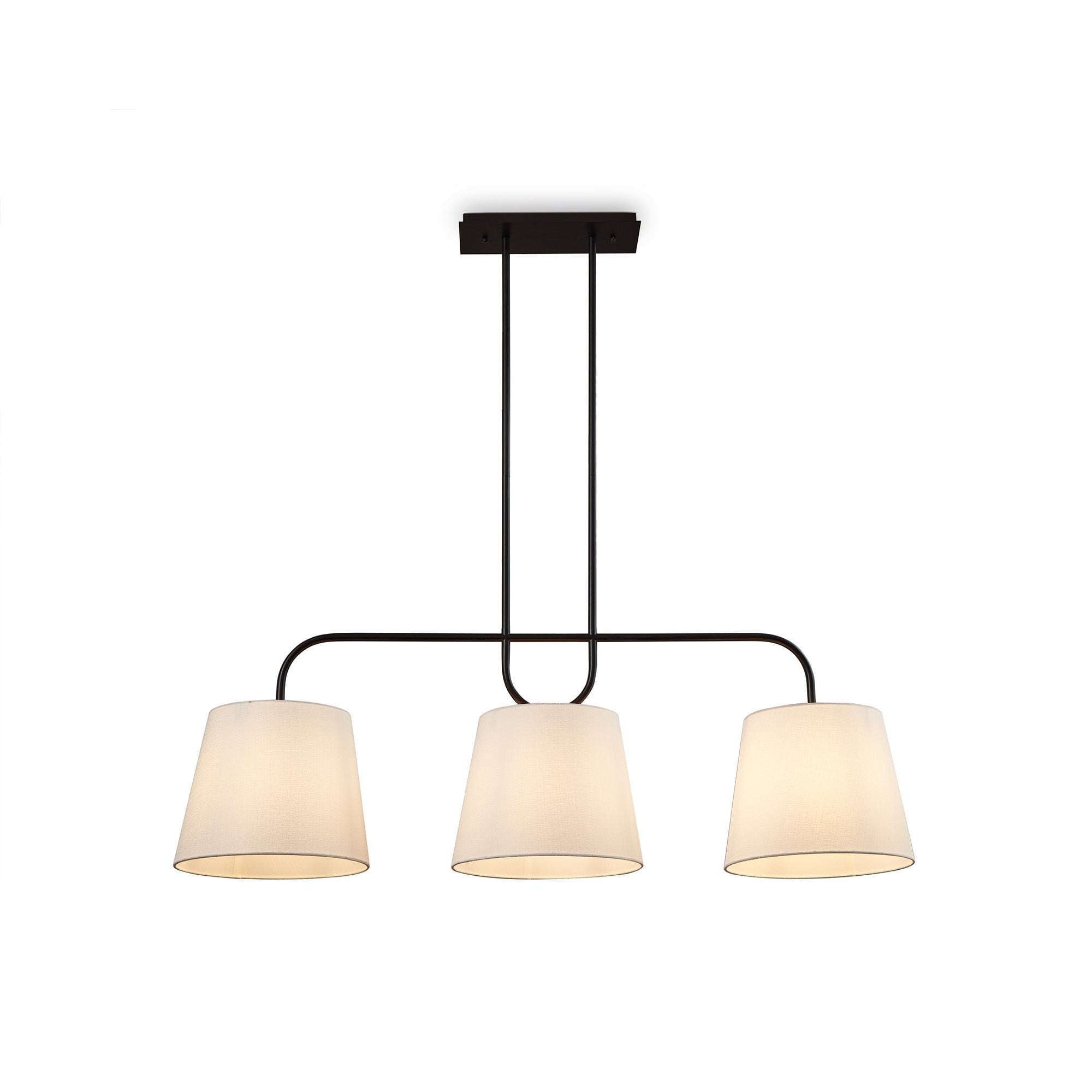 De Voir Black Metal Pendant Ceiling Light with White Linen Shades by Liang & Eimil