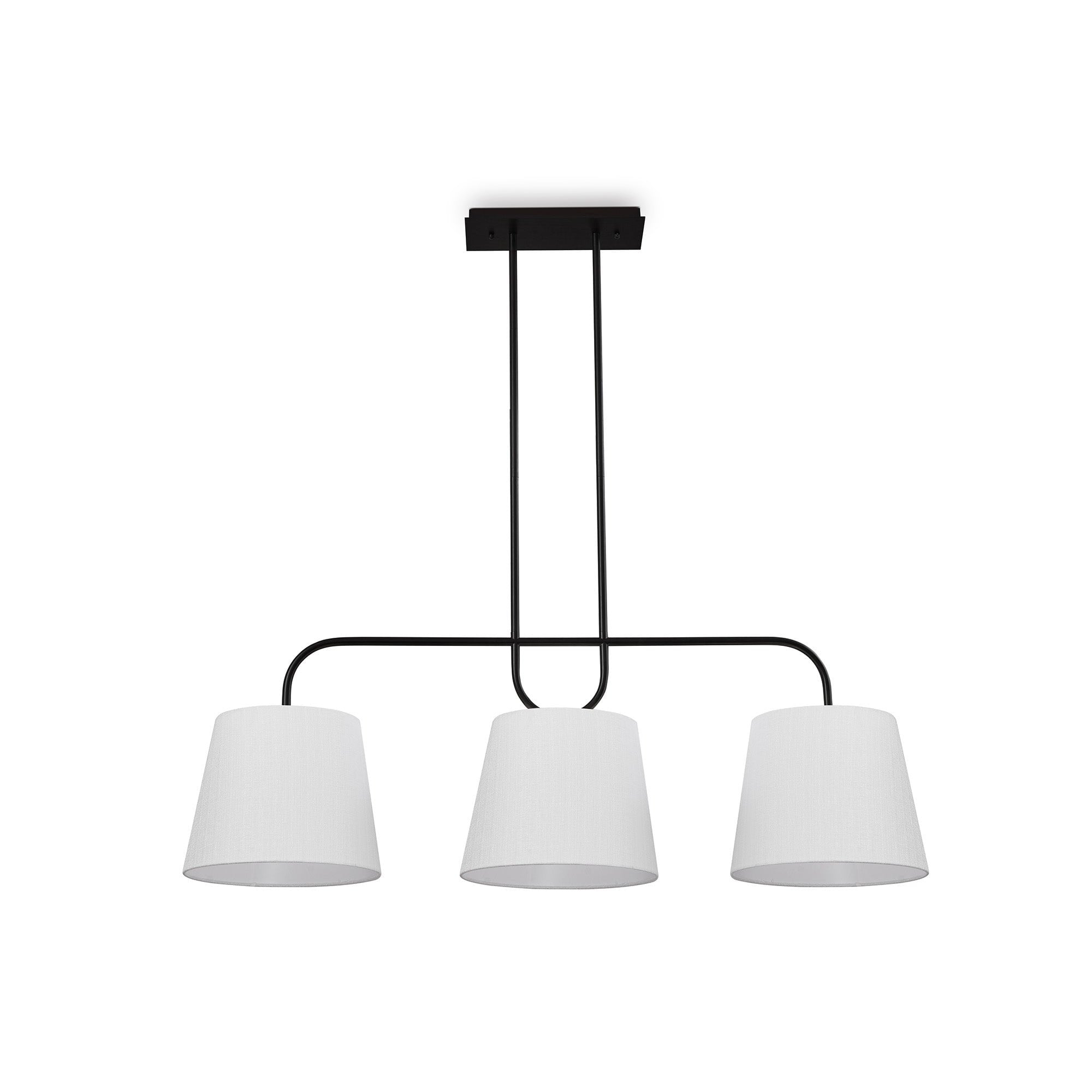 De Voir Black Metal Pendant Ceiling Light with White Linen Shades by Liang & Eimil
