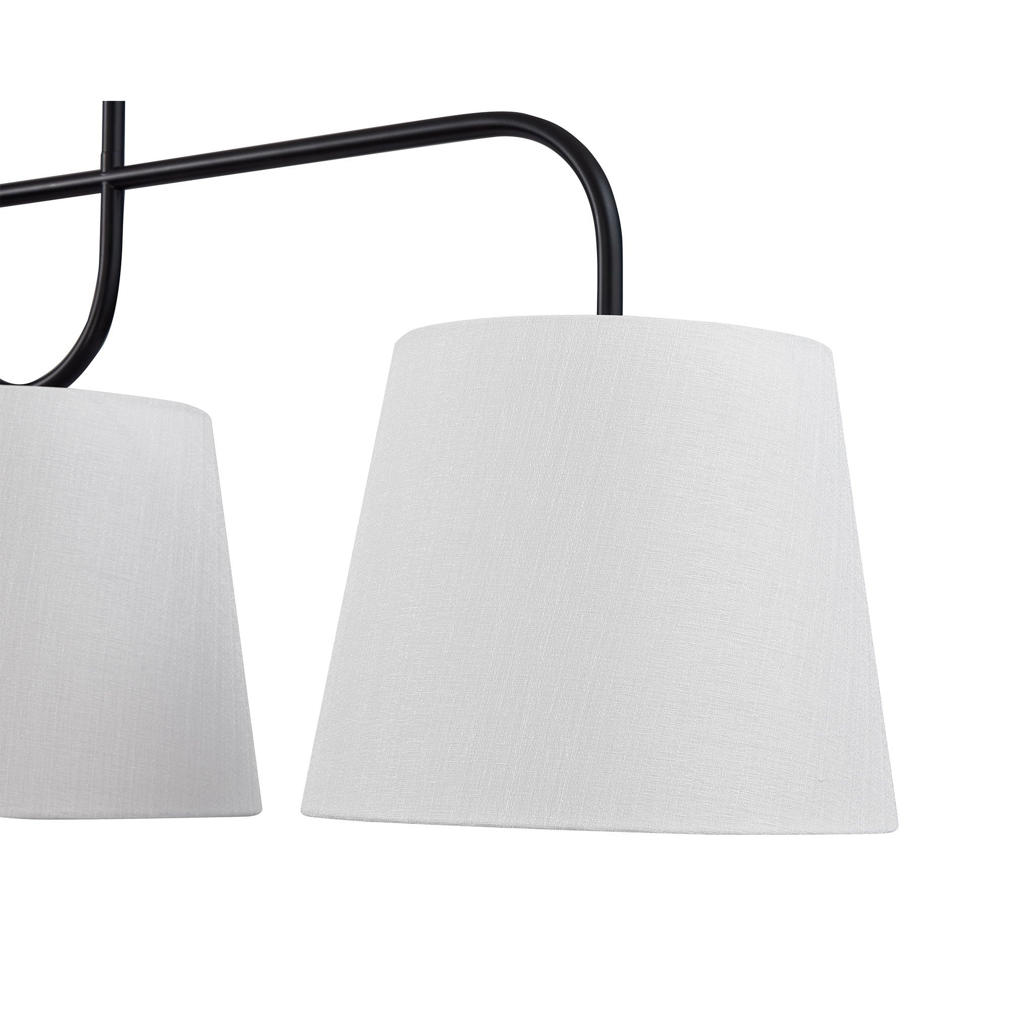 De Voir Black Metal Pendant Ceiling Light with White Linen Shades by Liang & Eimil