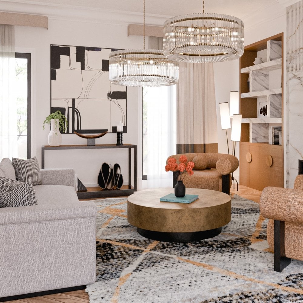 Aldo Coffee Table Matt Black Base & Aris Hairline Bronze Top by Liang & Eimil