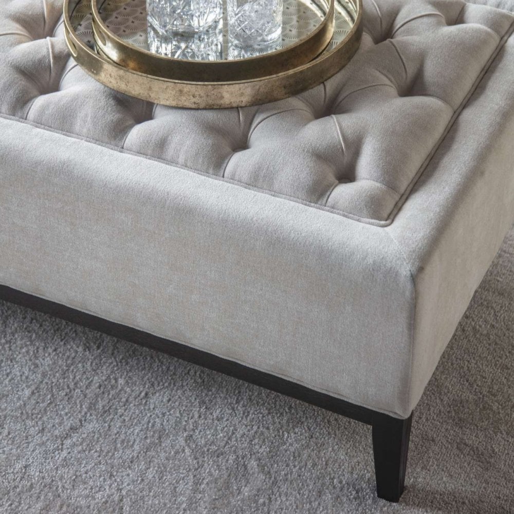 Theodore Buttoned XL Ivory Ottoman by Libra Interiors