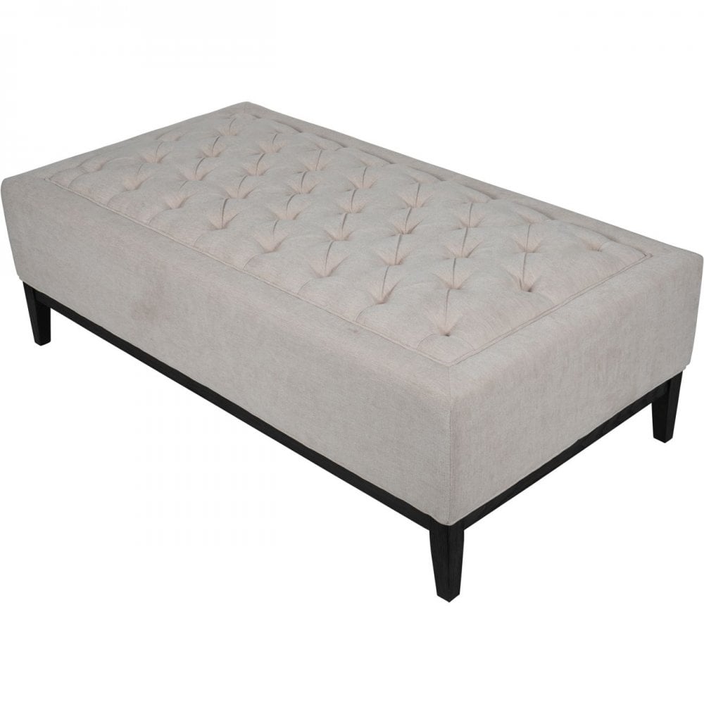 Theodore Buttoned XL Ivory Ottoman by Libra Interiors