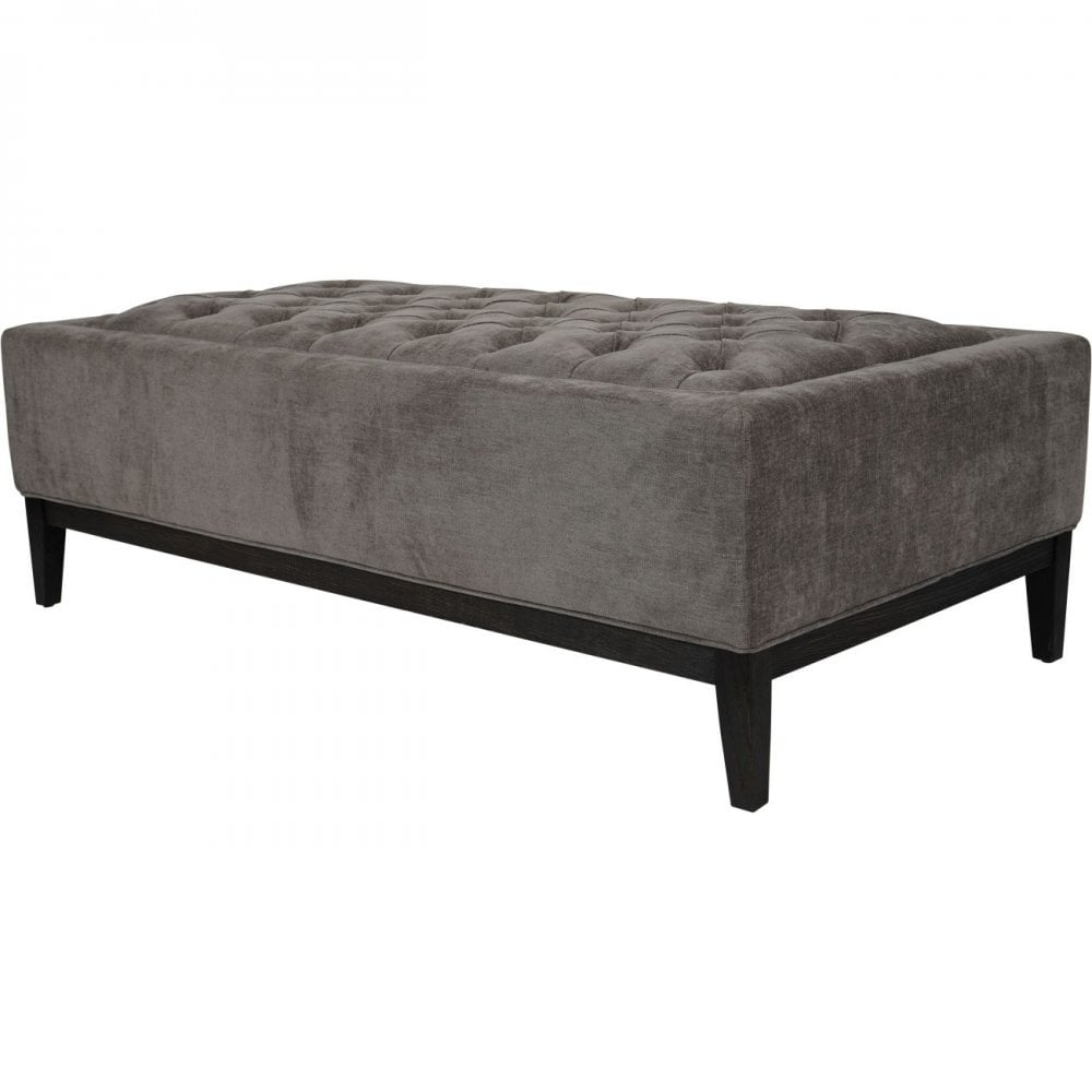 Theodore Warm Grey Buttoned XL Ottoman by Libra Interiors
