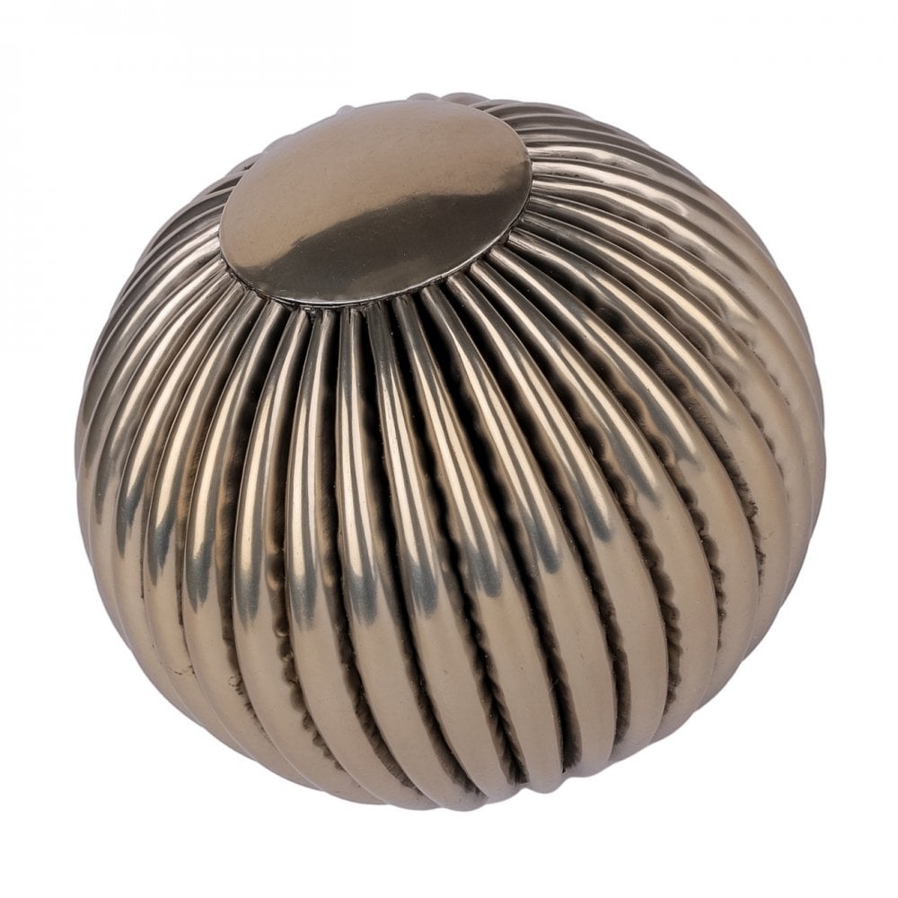 Harris Antique Brass Ribbed Decorative Ball Small by Libra Interiors