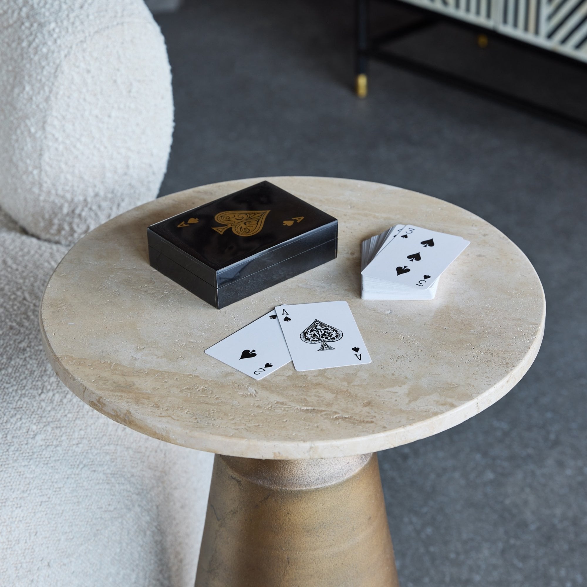 Chollerford Black and Gold Inlay Card Box by Libra Interiors