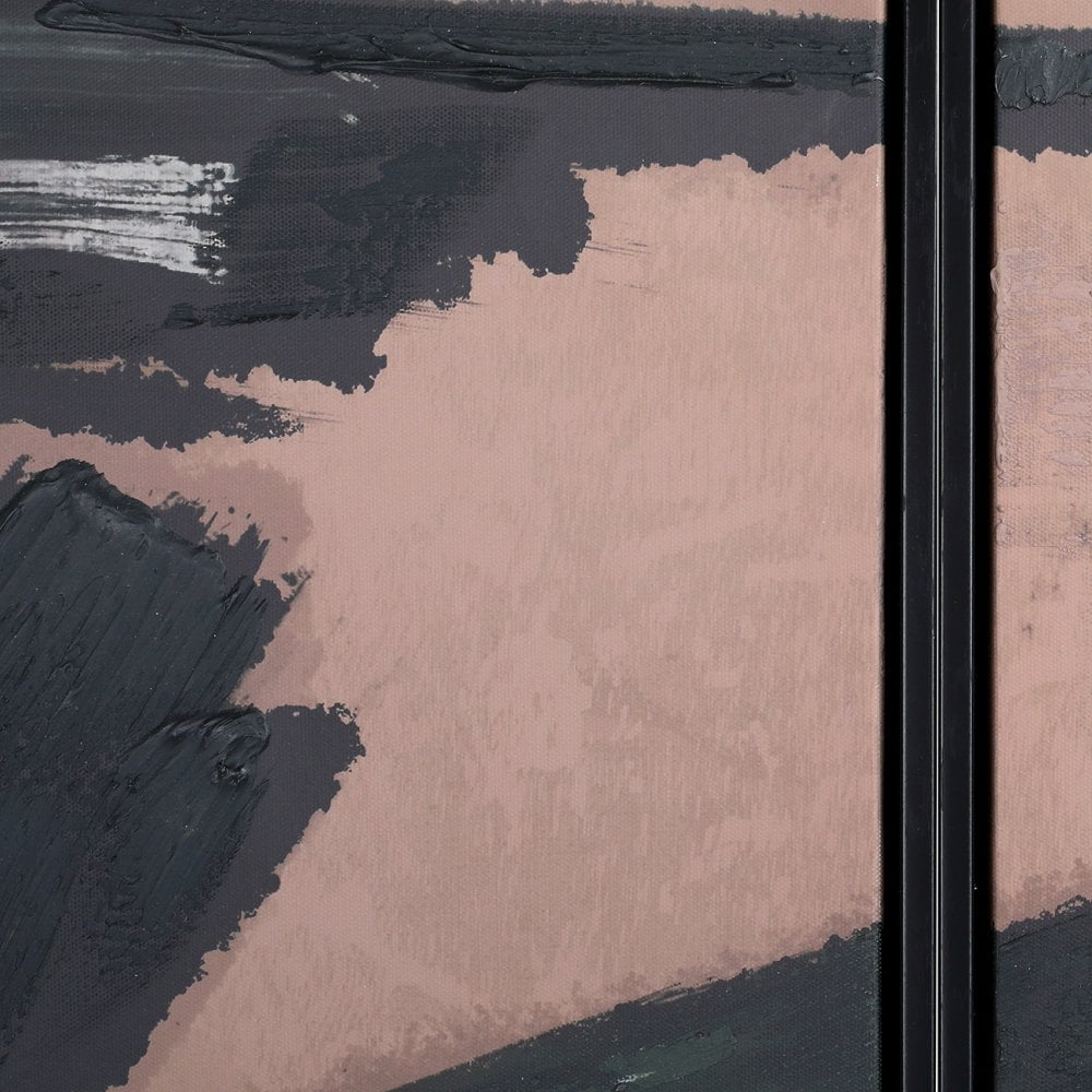 Hand Finished Impasto Brushstrokes Taupe Set of 2 Framed Canvas Wall Art by Libra Interiors