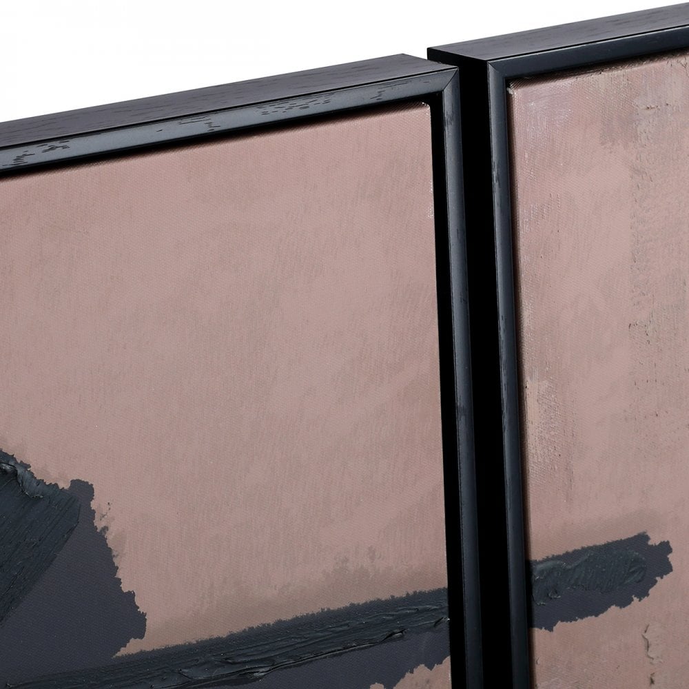 Hand Finished Impasto Brushstrokes Taupe Set of 2 Framed Canvas Wall Art by Libra Interiors