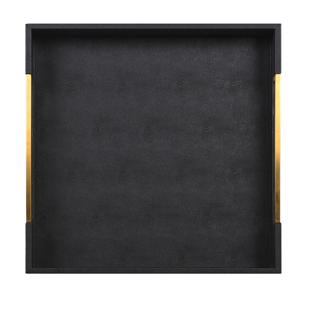 Set of 2 Gold and Black Faux Shagreen Trays by Kensington
