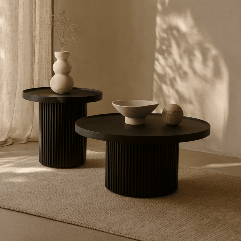 Lincoln Matte Black Side Table by Tommy Franks