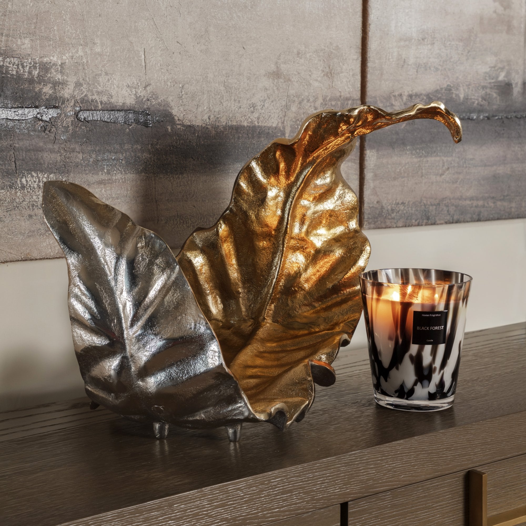 Gold Metal Curled Leaf Sculpture by Kensington