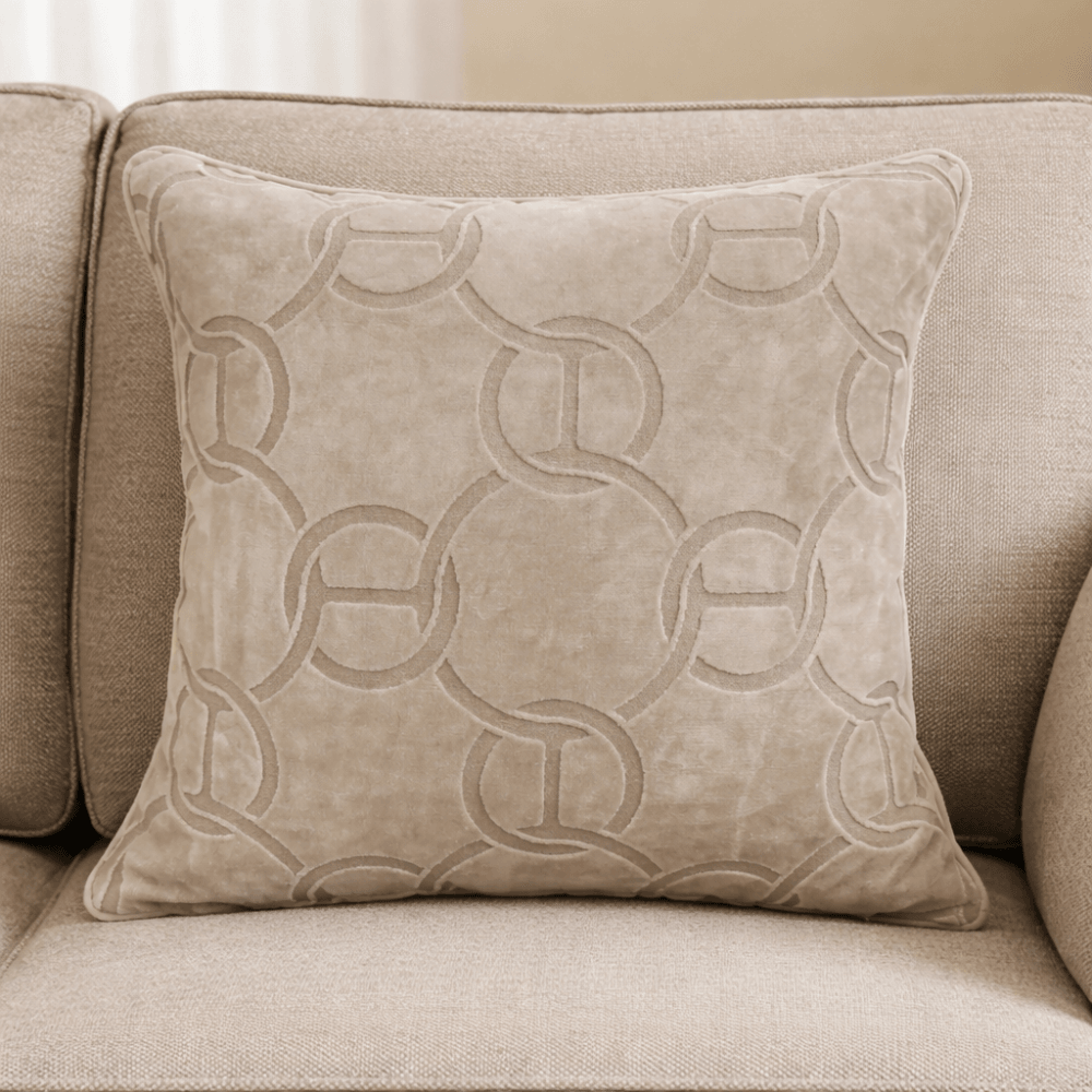 Hookup Link Design Velvet Cushion - Ivory Malini
