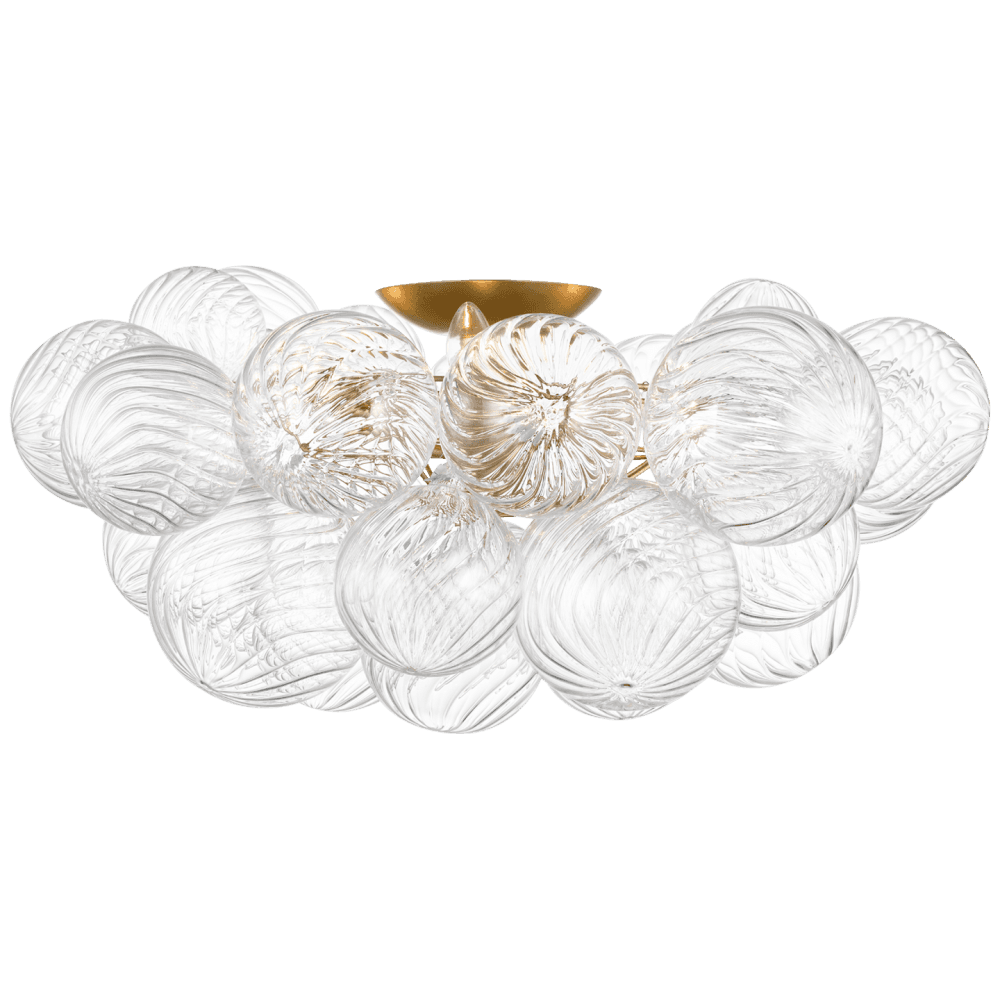 Talia Gold Flush Ceiling Light with Clear Swirled Glass Shade - 25" by Visual Comfort & Co