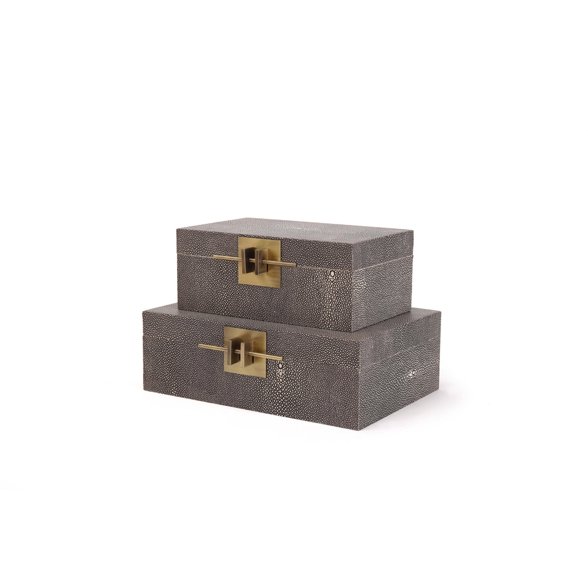 Aurello Boxes (set of 2) - Dark Grey Leather by Liang & Eimil