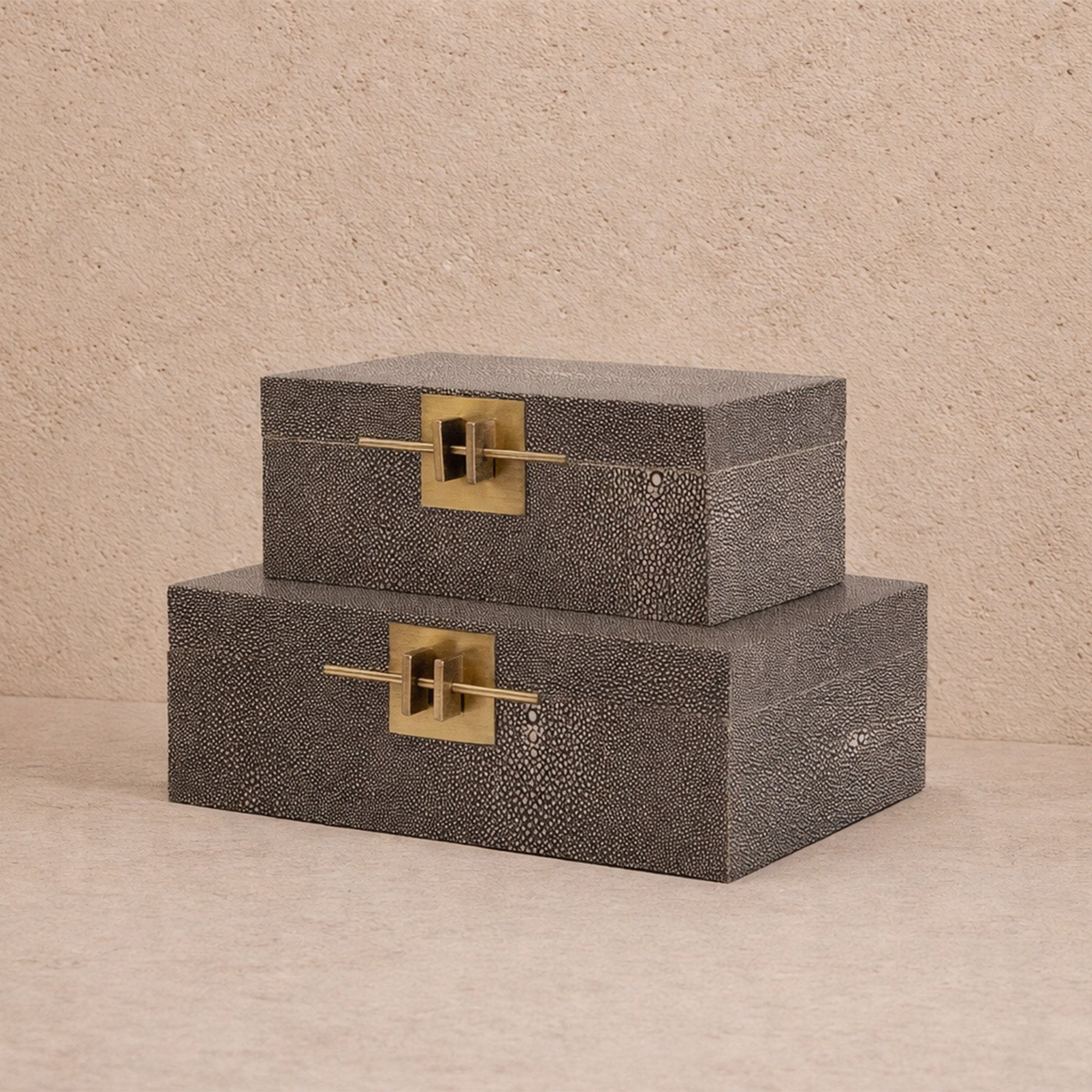 Aurello Boxes (set of 2) - Dark Grey Leather by Liang & Eimil