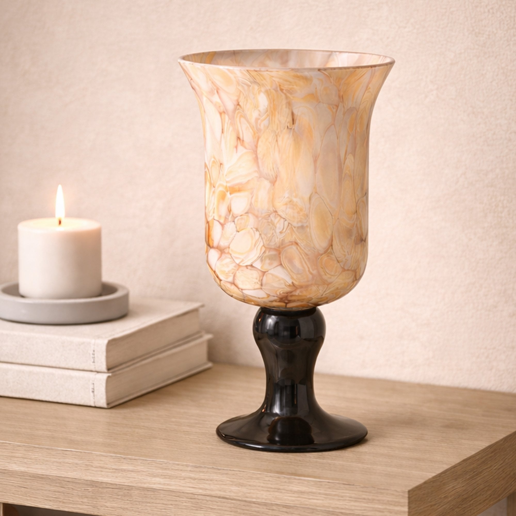 Fioria Vase - Light Yellow & Black Glass by Liang & Eimil