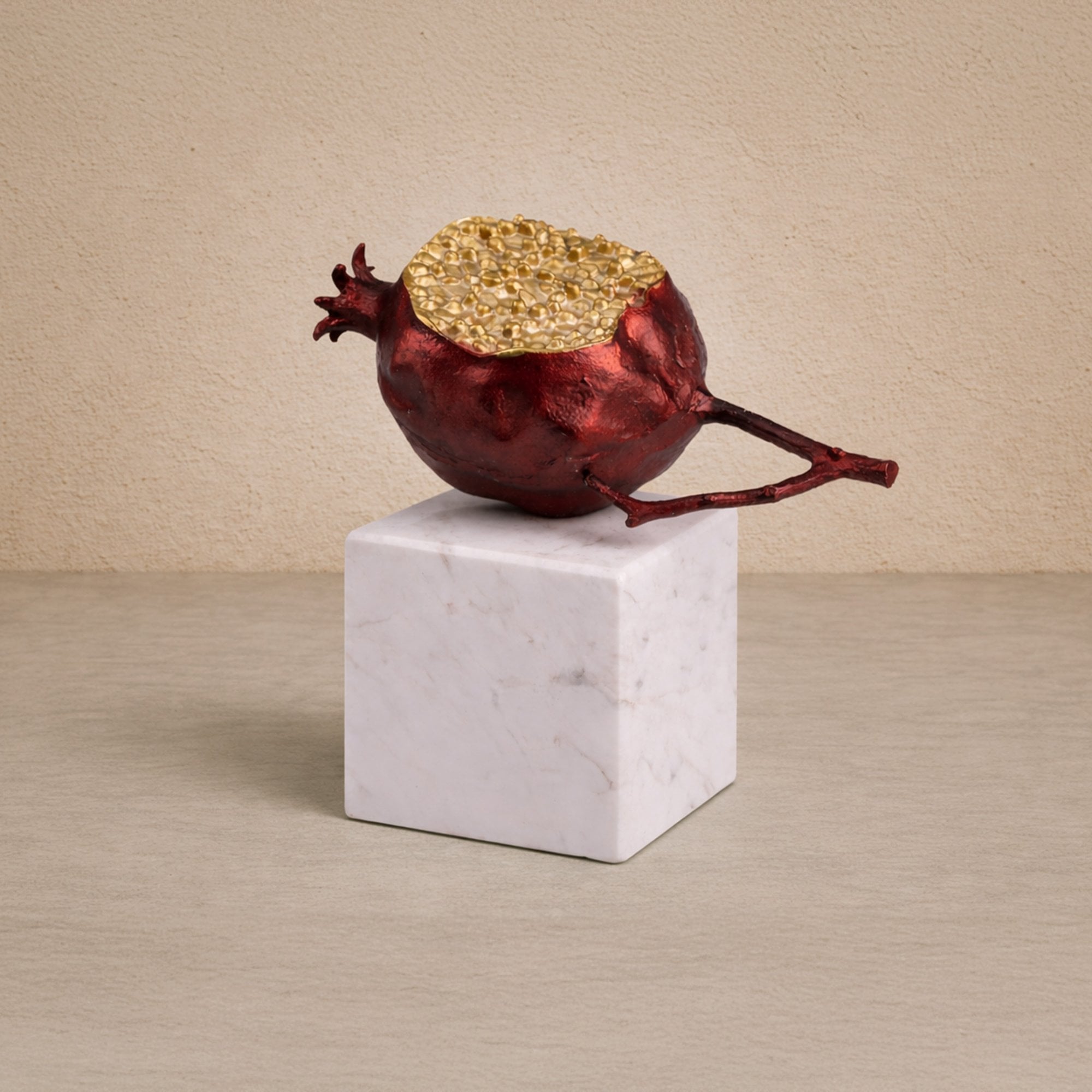 Orano Sculpture - Red Metal/White Marble by Liang & Eimil