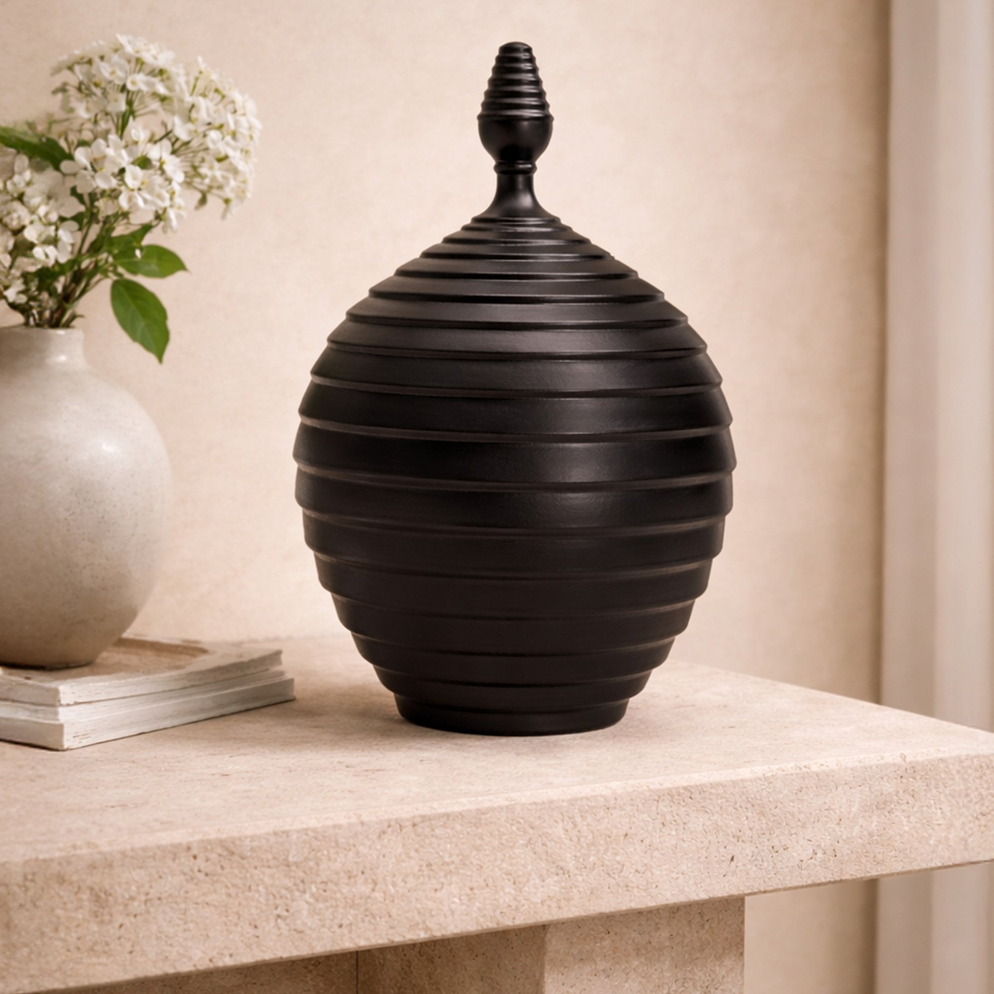 Nivora Charcoal Ceramic Jar by Liang & Eimil